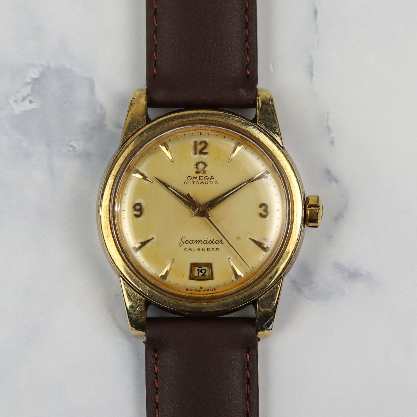 Omega Seamaster 2757 (1954) - Champagne dial 34 mm Gold/Steel case (1/5)