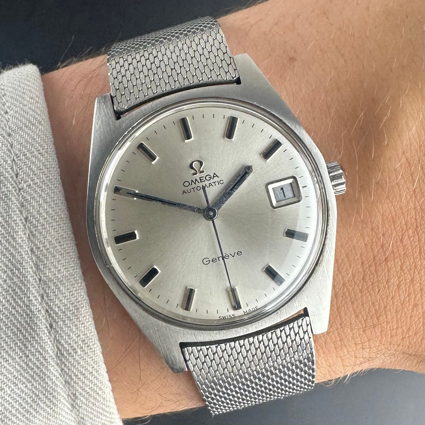 Omega Genève 166.041 (1969) - Wit wijzerplaat 34mm Staal (2/8)