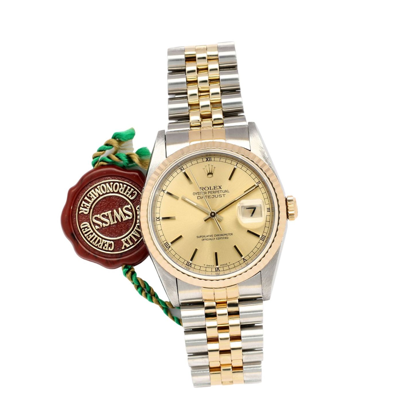 Rolex Datejust 36 16233 (2000) - Champagne dial 36 mm Gold/Steel case (2/8)