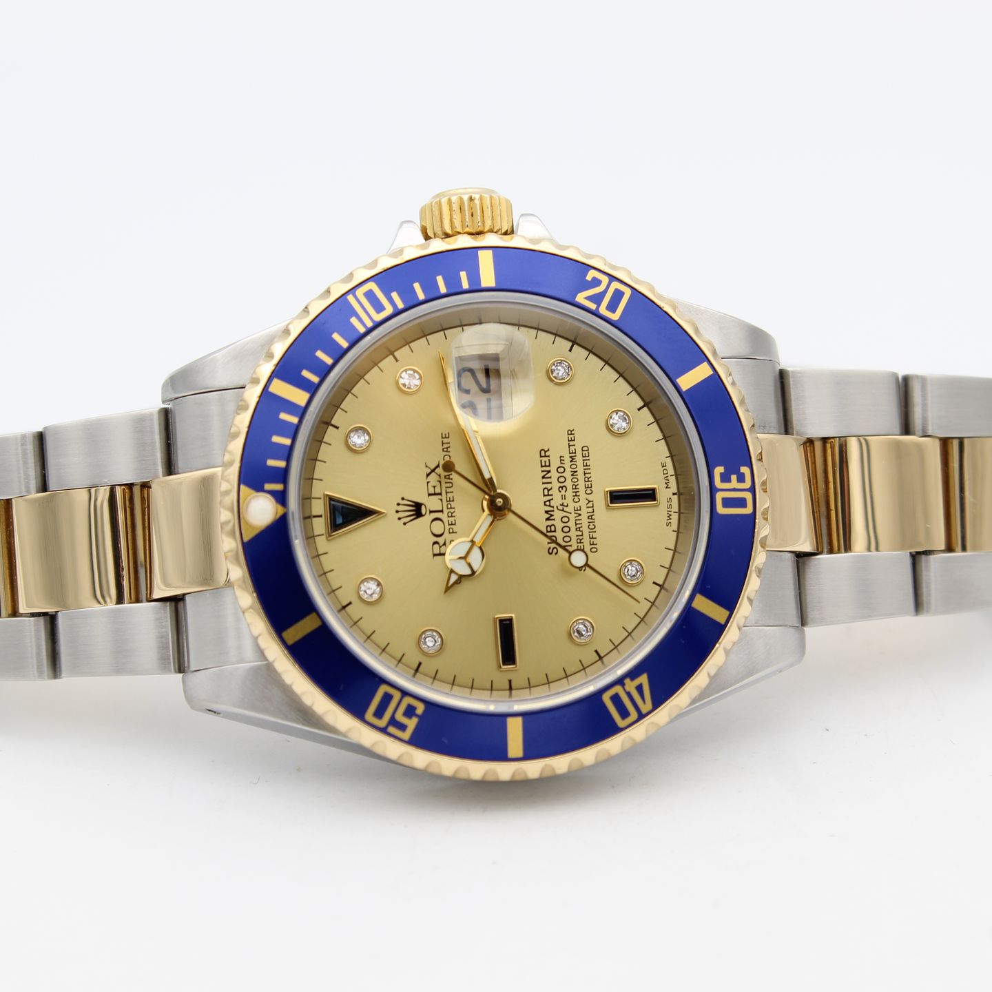 Rolex Submariner Date 16613 (2000) - Gold dial 40 mm Gold/Steel case (8/8)