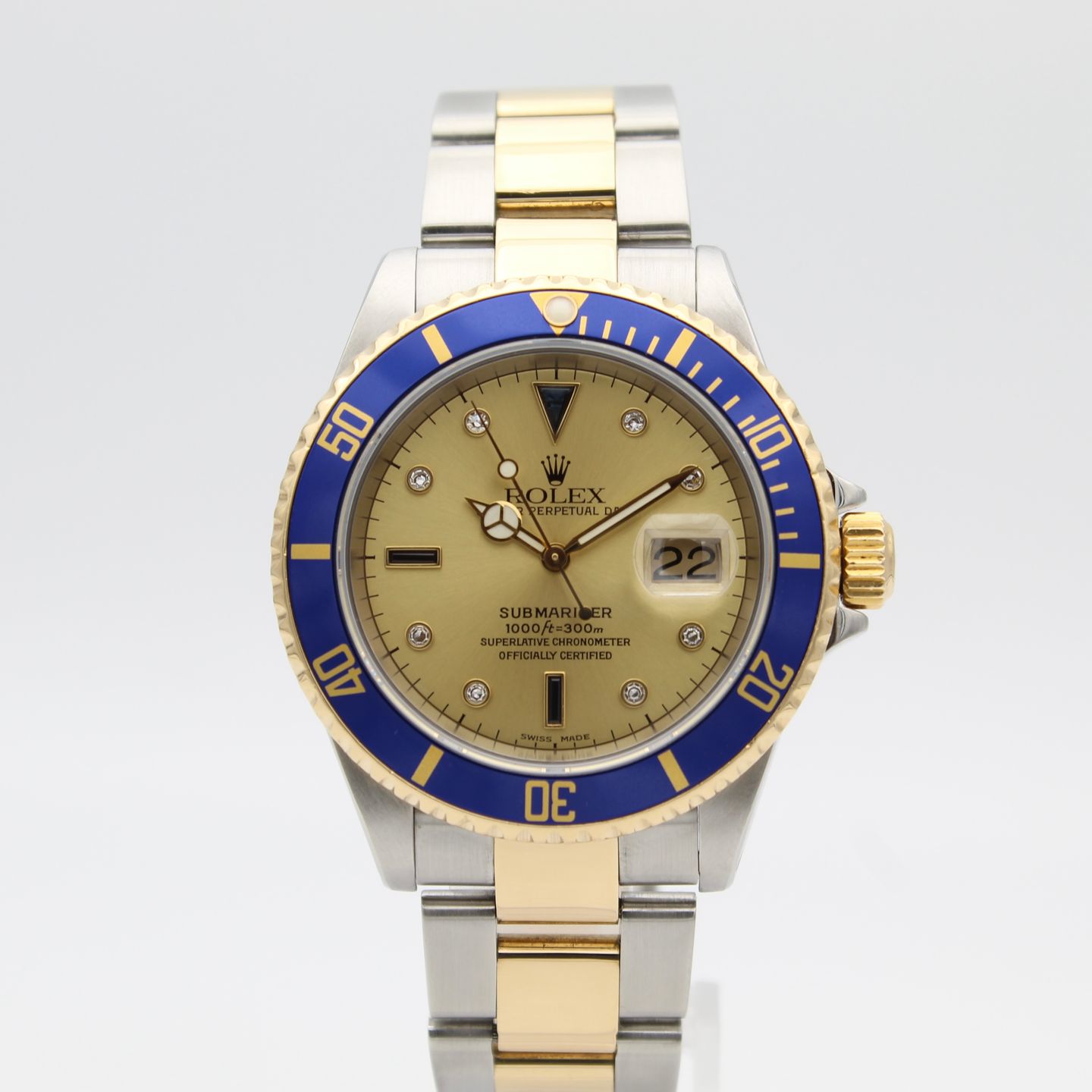 Rolex Submariner Date 16613 (2000) - Goud wijzerplaat 40mm Goud/Staal (1/8)