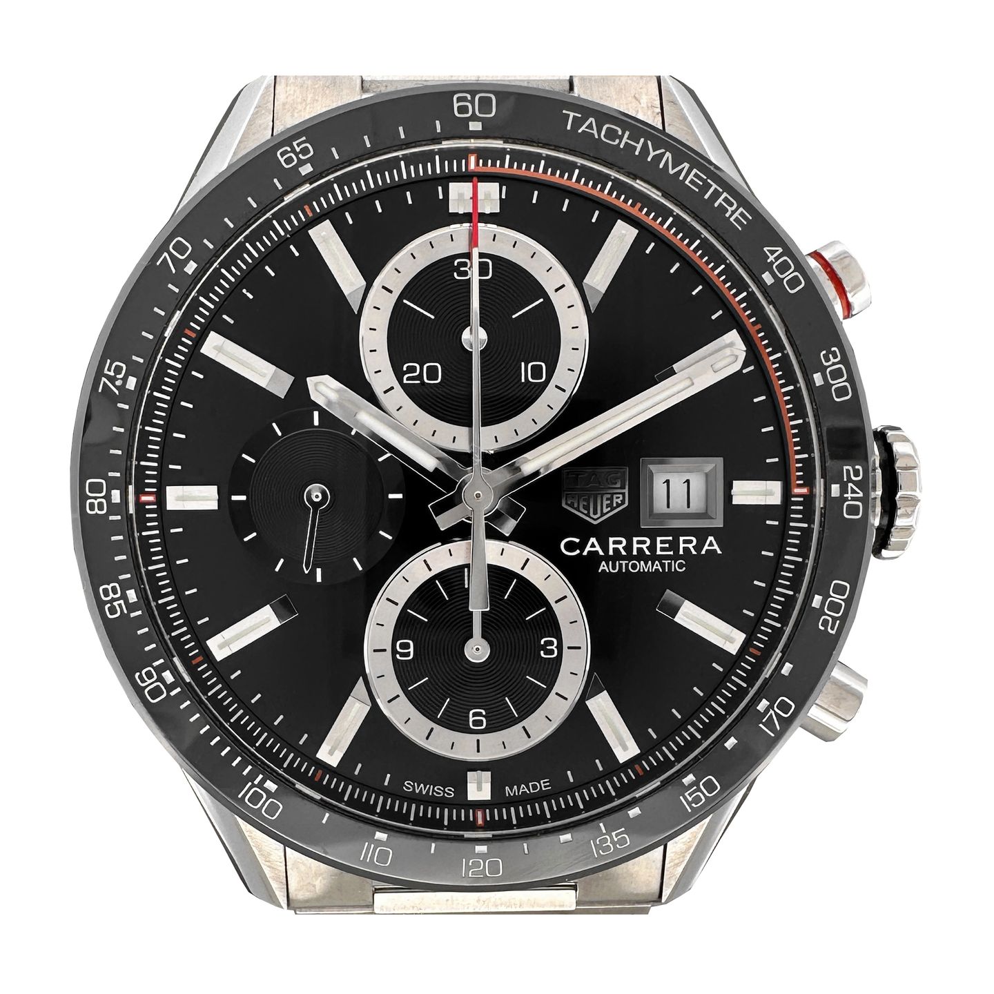 TAG Heuer Carrera Calibre 16 CBM2110.BA0651 (2024) - Zwart wijzerplaat 41mm Staal (1/8)