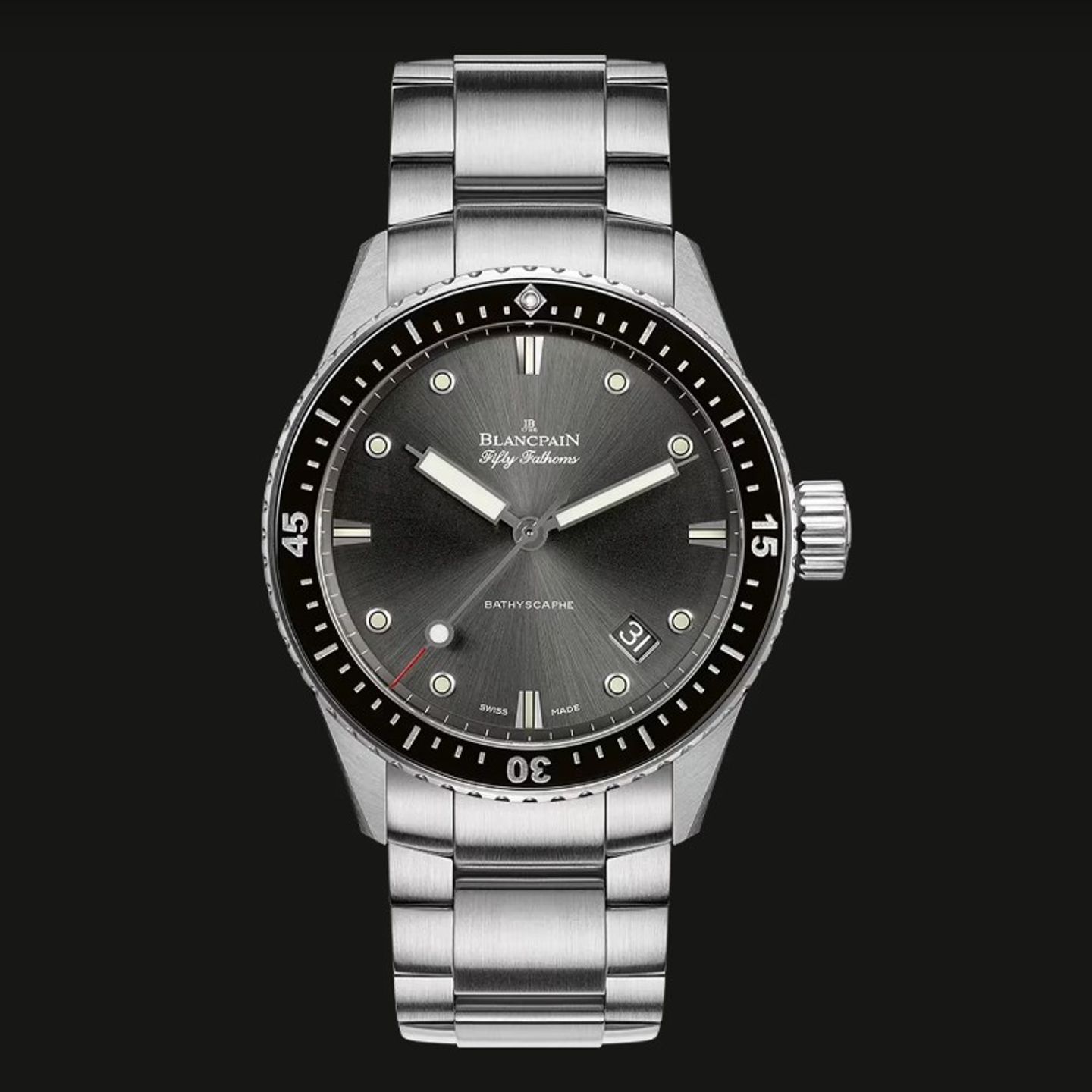 Blancpain Fifty Fathoms Bathyscaphe 5000-1110-71S (2023) - Zwart wijzerplaat 43mm Staal (1/1)