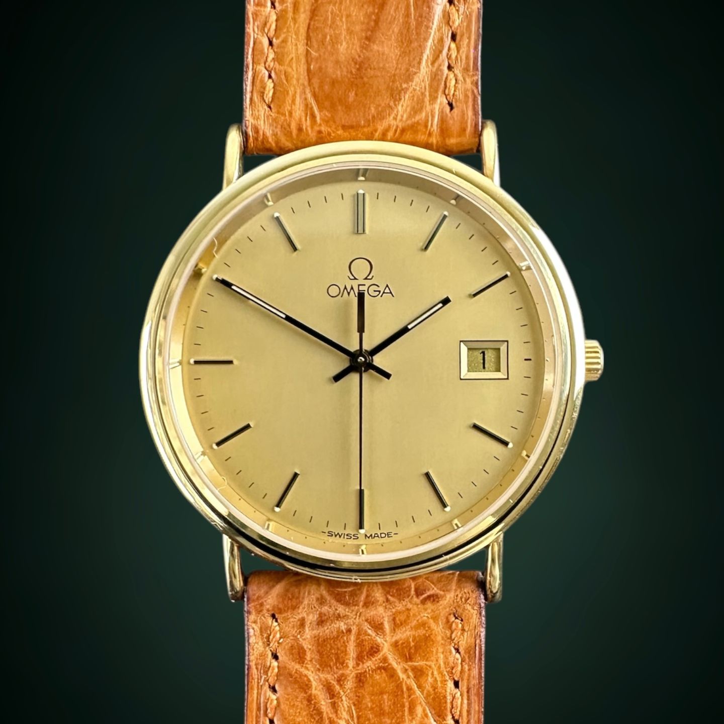 Omega Vintage 196.7500 (1998) - Gold dial 33 mm Yellow Gold case (1/8)