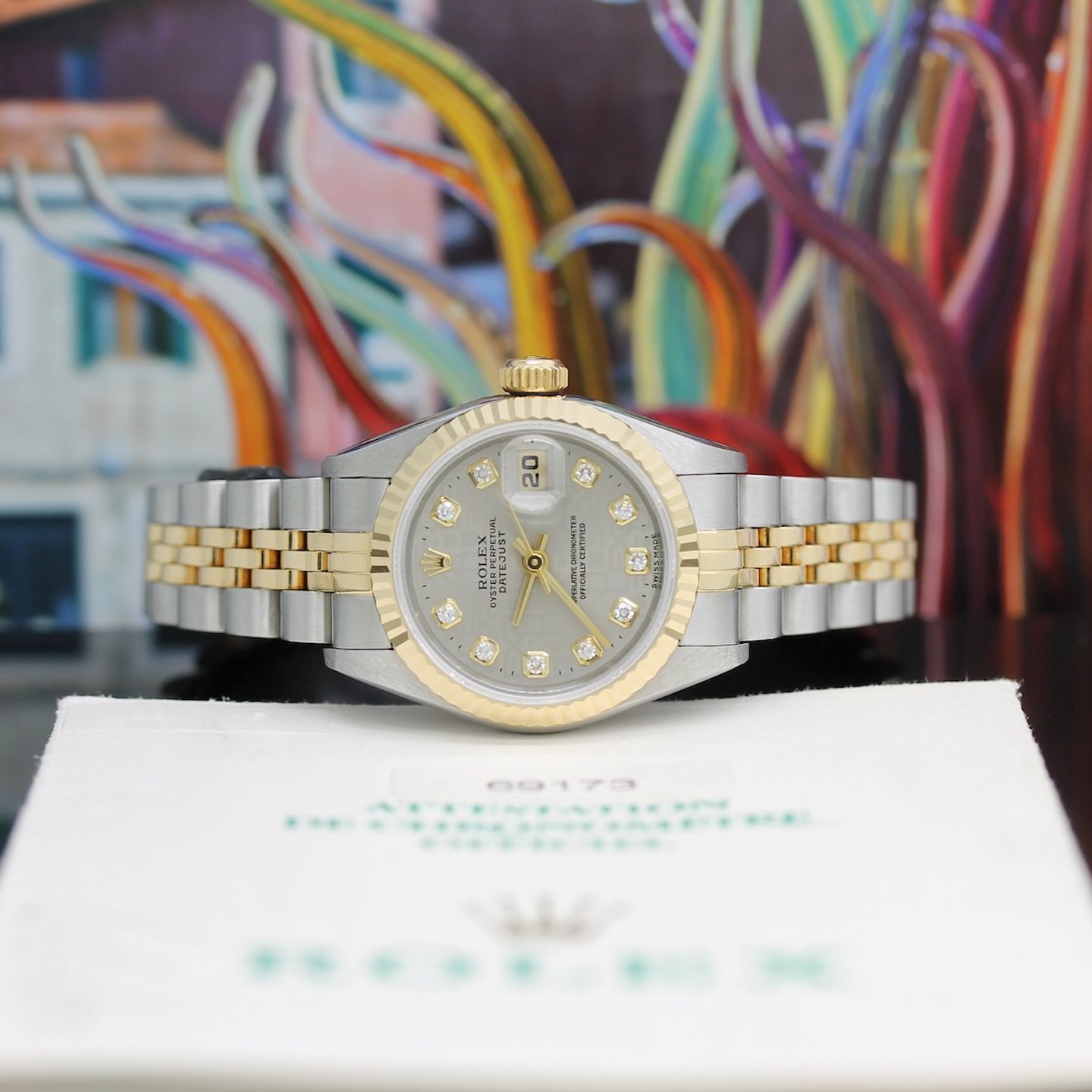 Rolex Lady-Datejust 69173 (1999) - Grey dial 26 mm Gold/Steel case (2/8)