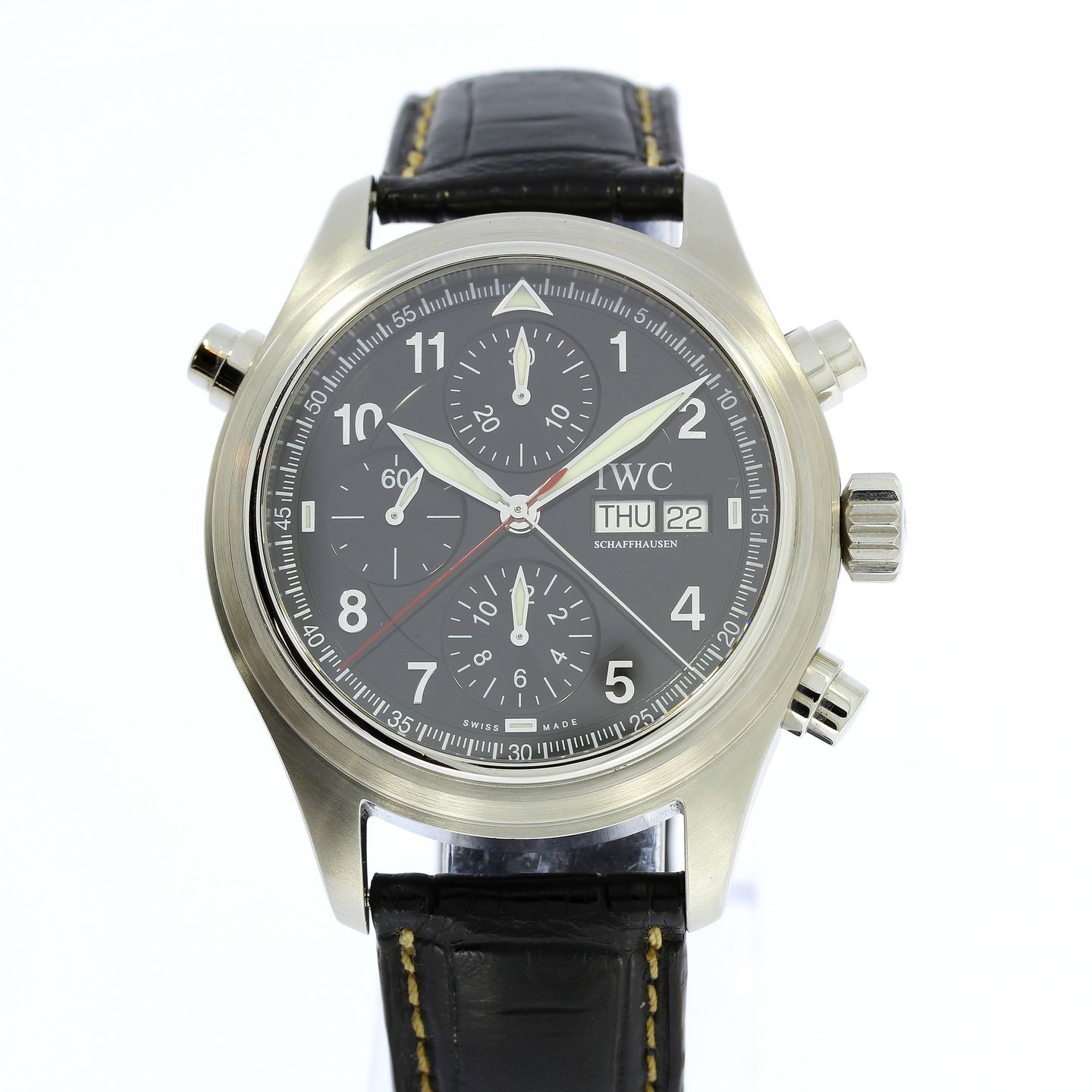 IWC Pilot Double Chronograph IW371333 (2003) - Black dial 42 mm Steel case (1/8)