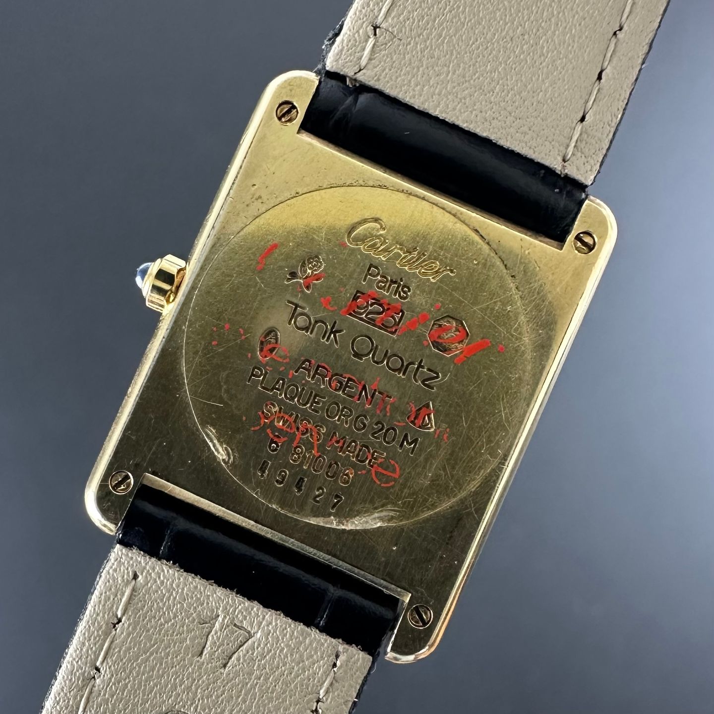 Cartier Tank Vermeil 681006 (1984) - Champagne wijzerplaat 23mm Goud/Staal (4/8)