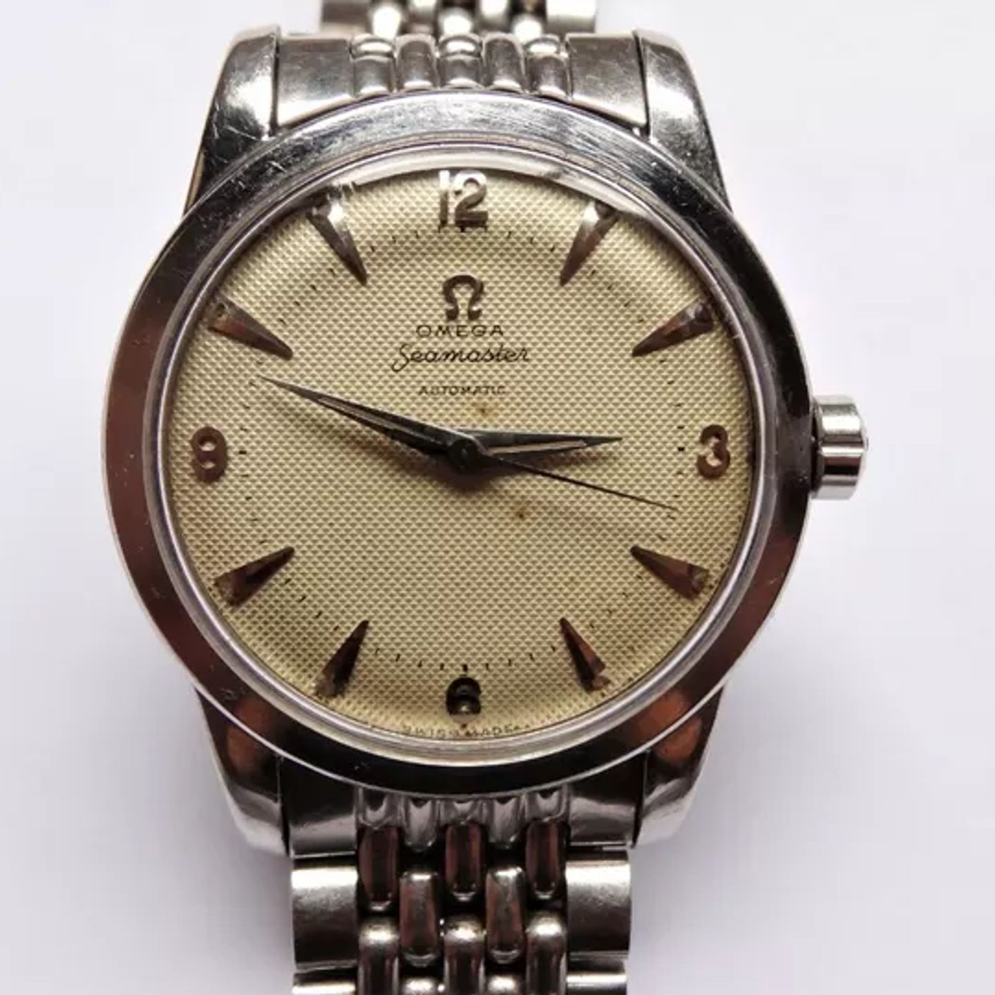 Omega Seamaster 2577-2 (1952) - Wit wijzerplaat 35mm Staal (4/8)