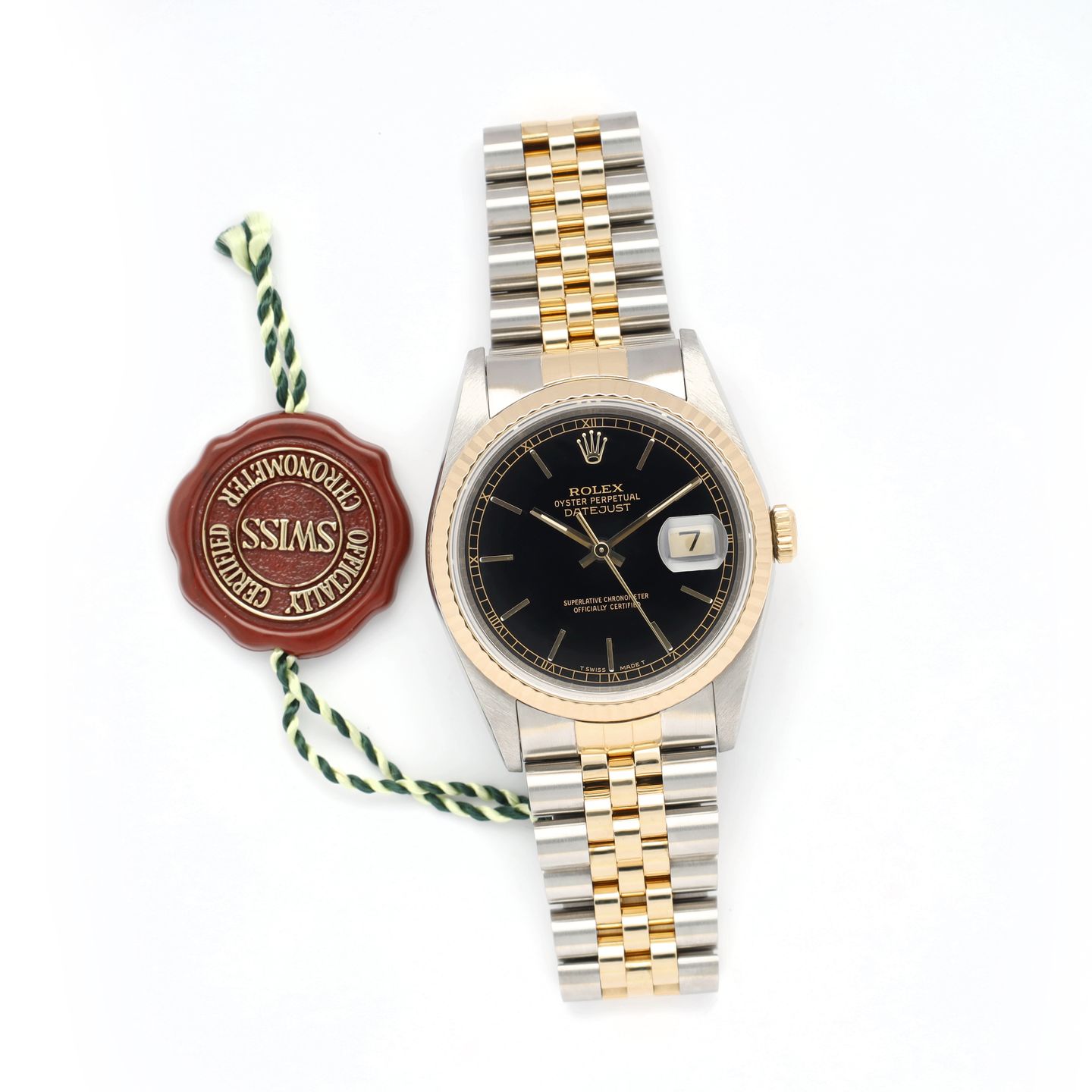 Rolex Datejust 36 16233 (1994) - Black dial 36 mm Gold/Steel case (7/8)