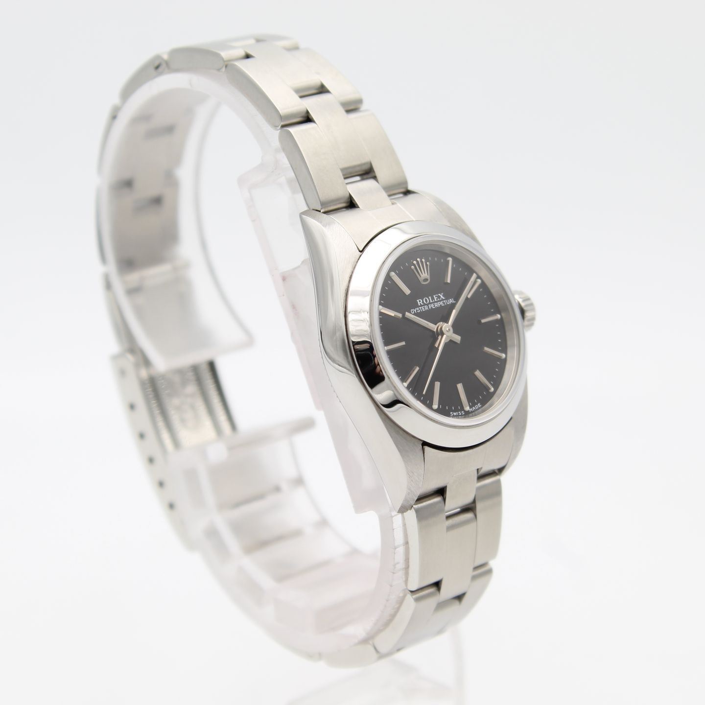 Rolex Oyster Perpetual 76080 (2001) - Zwart wijzerplaat 27mm Staal (2/8)