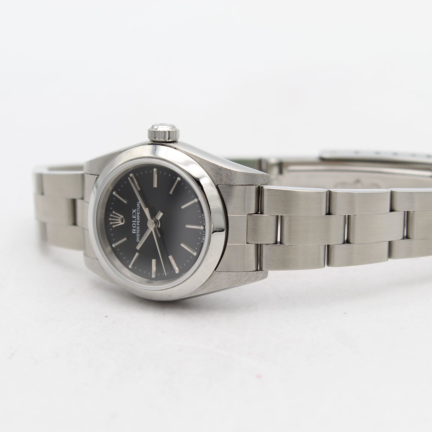 Rolex Oyster Perpetual 76080 (2001) - Zwart wijzerplaat 27mm Staal (6/8)