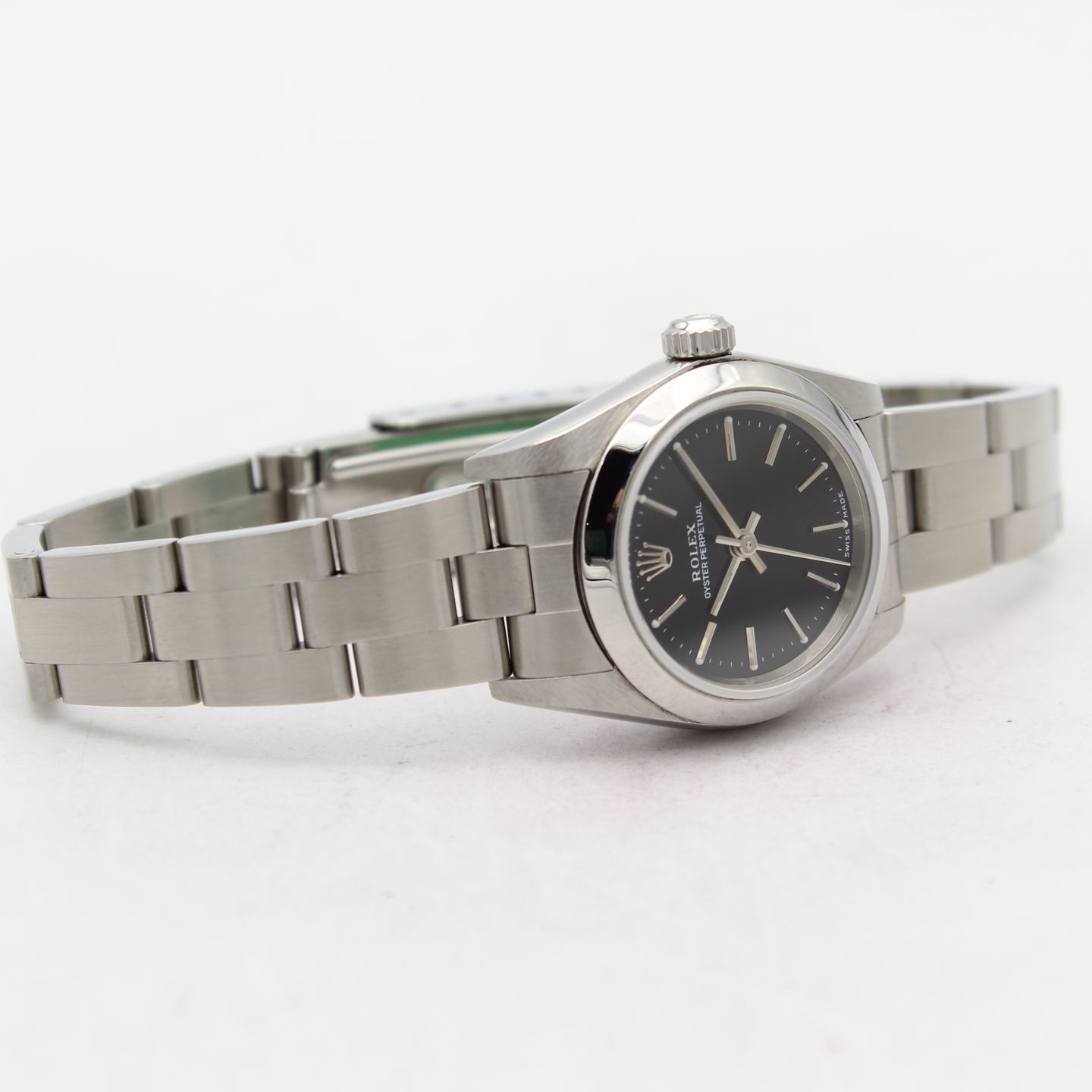 Rolex Oyster Perpetual 76080 (2001) - Zwart wijzerplaat 27mm Staal (5/8)