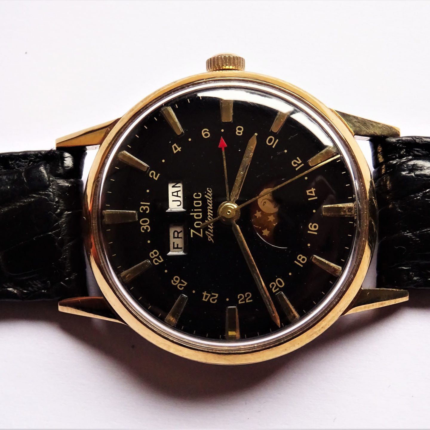 Zodiac Vintage 743.908 (1962) - Black dial 34 mm Gold/Steel case (5/8)