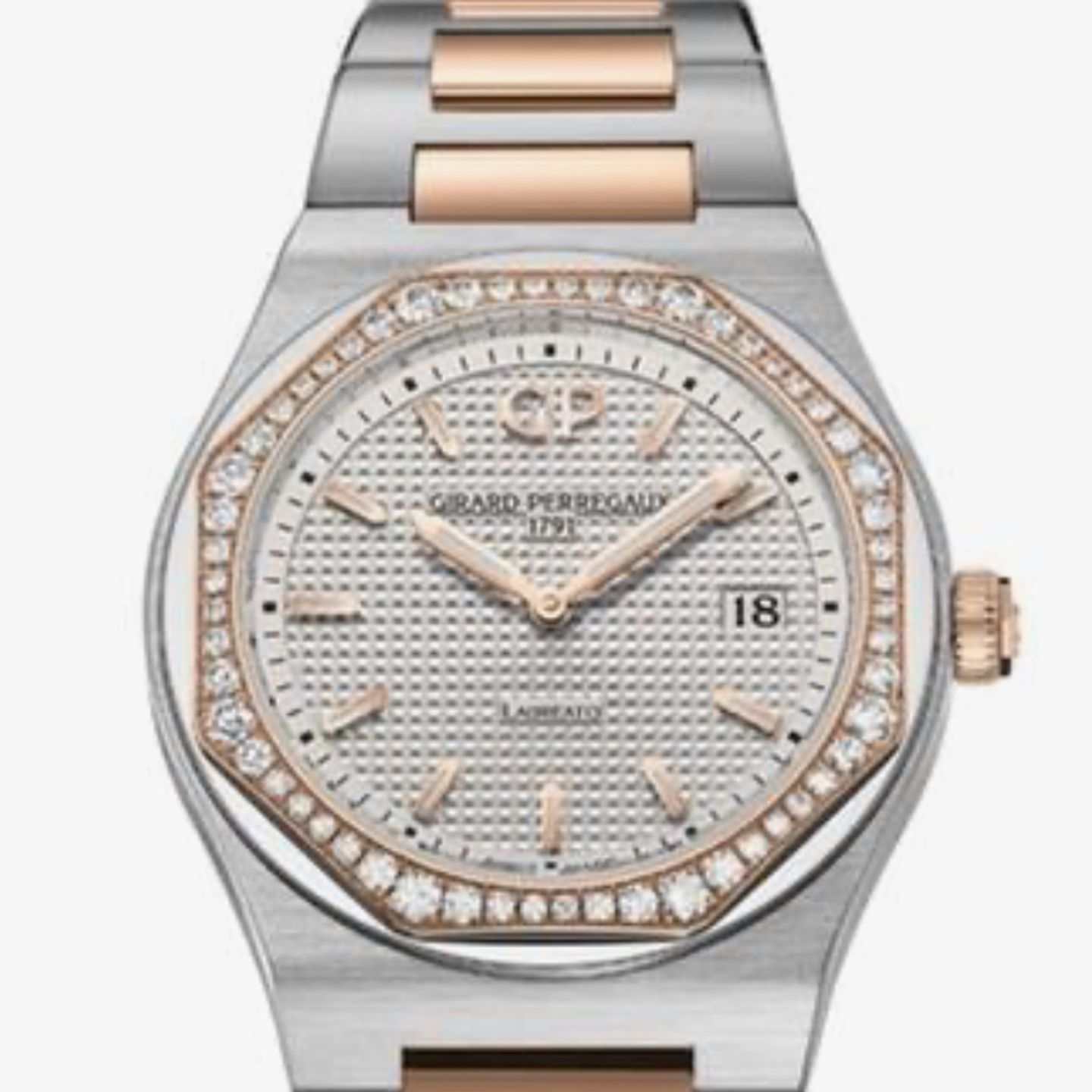 Girard-Perregaux Laureato 80189D56A132-56A (2024) - Silver dial 34 mm Gold/Steel case (1/1)