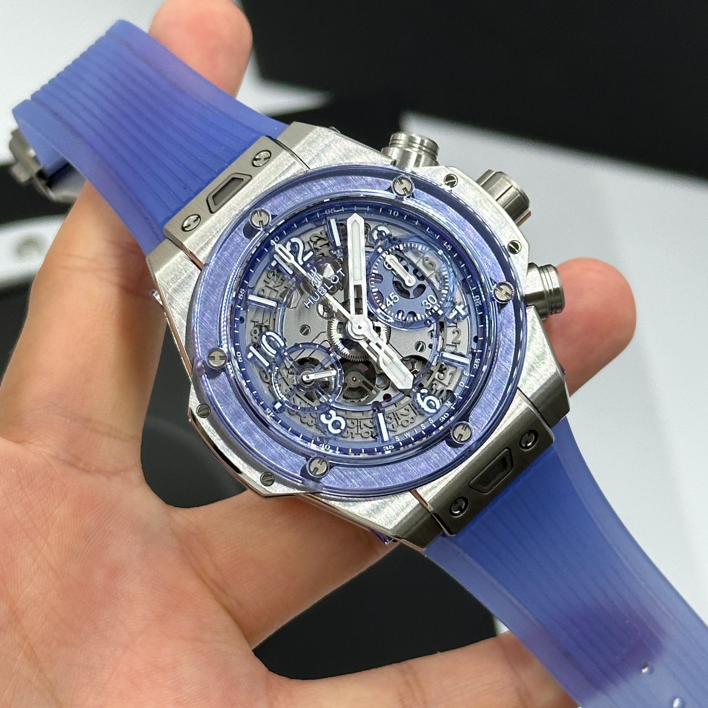 Hublot Big Bang Unico 441.NL.5129.RT.BUC21 (2021) - Blauw wijzerplaat 42mm Titanium (8/8)