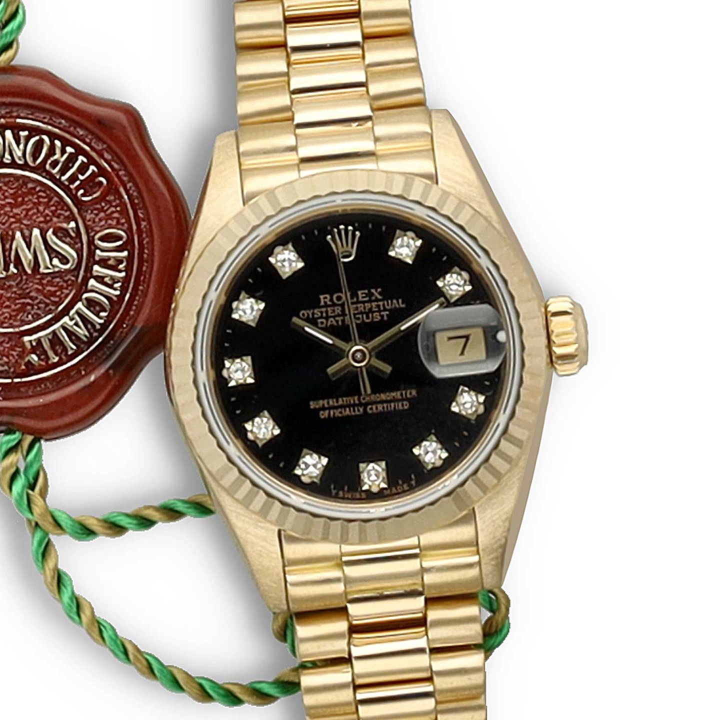 Rolex Lady-Datejust 69178 (1991) - Zwart wijzerplaat 26mm Geelgoud (6/8)