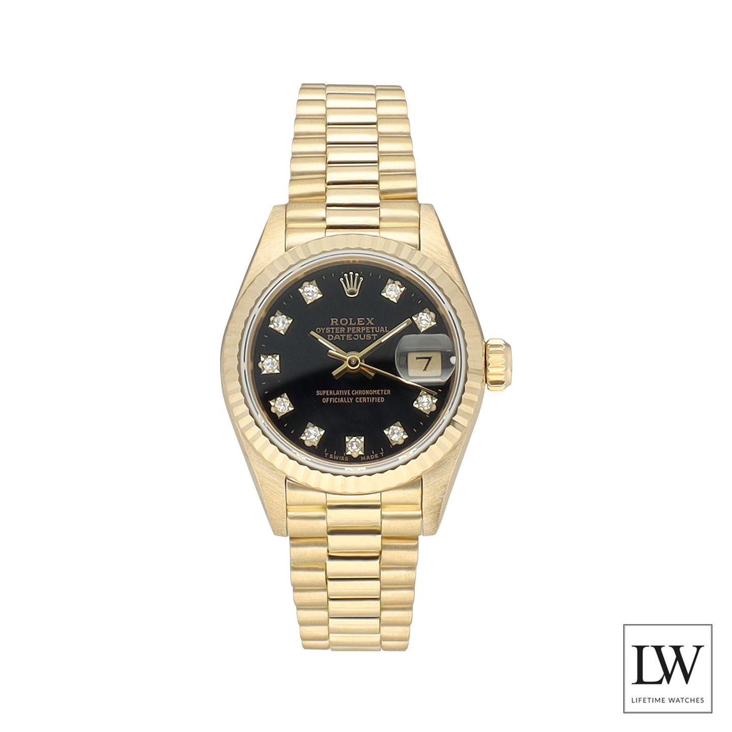 Rolex Lady-Datejust 69178 (1991) - Zwart wijzerplaat 26mm Geelgoud (2/8)