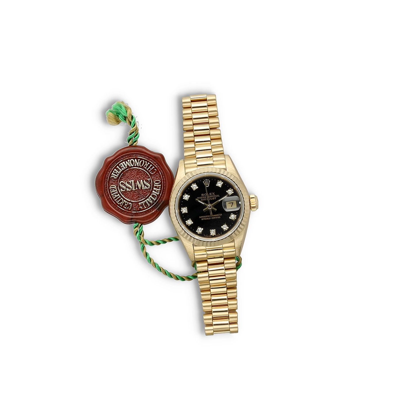 Rolex Lady-Datejust 69178 (1991) - Zwart wijzerplaat 26mm Geelgoud (7/8)