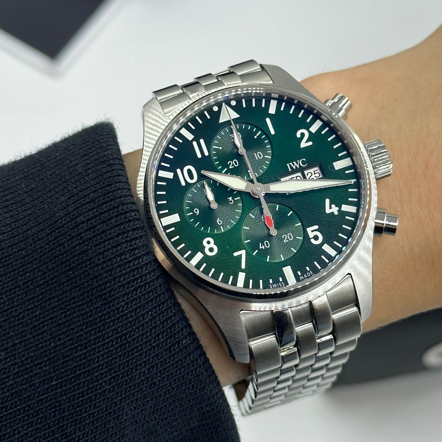 IWC Pilot Chronograph IW378006 (2023) - Groen wijzerplaat 43mm Staal (8/8)