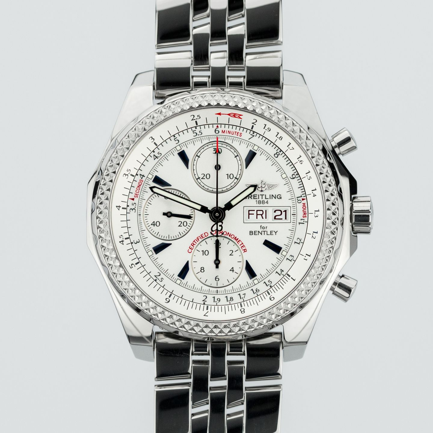 Breitling Bentley GT A1336212/A575-972A (2012) - Wit wijzerplaat 44mm Staal (1/8)