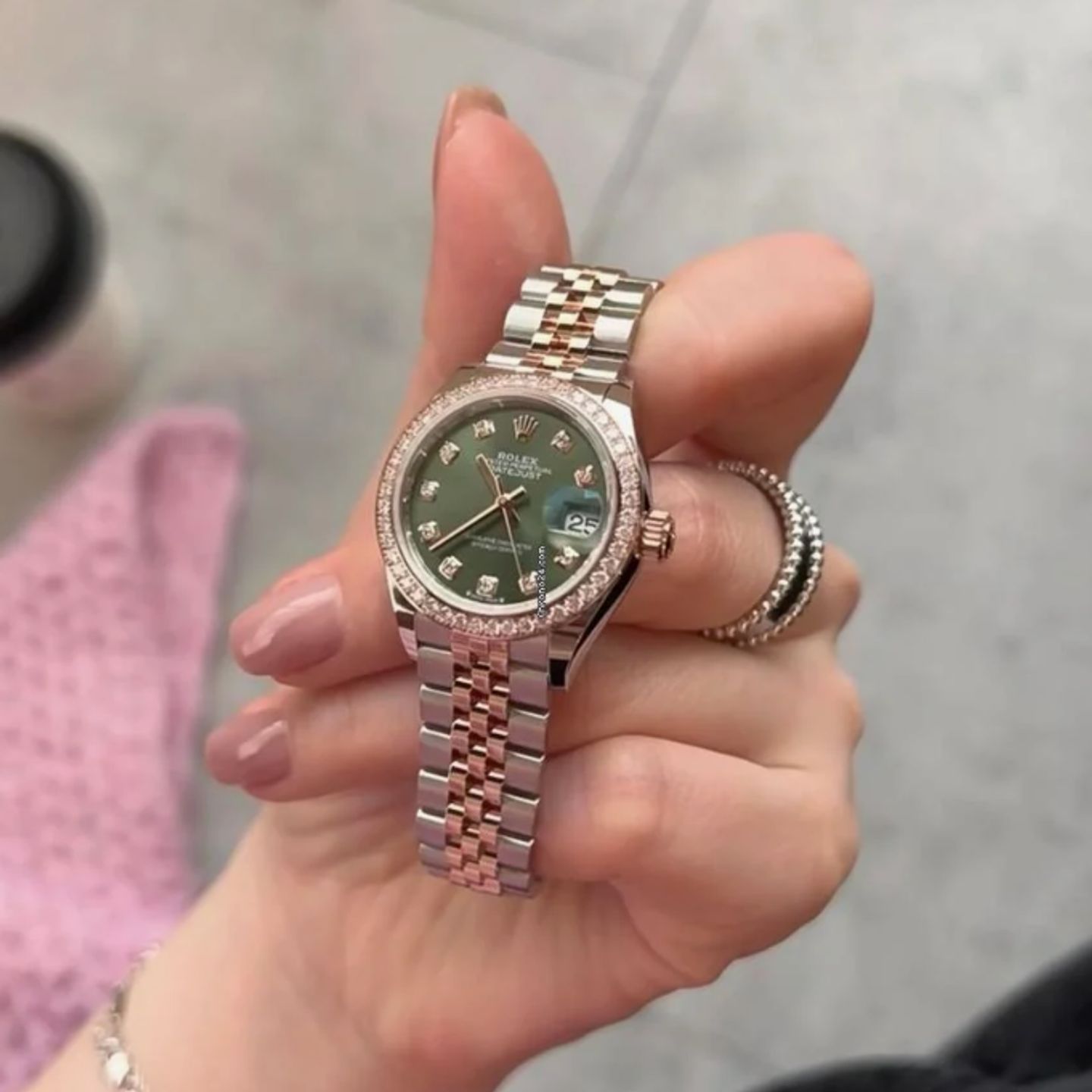 Rolex Lady-Datejust 279381RBR (2024) - Groen wijzerplaat 28mm Staal (2/8)