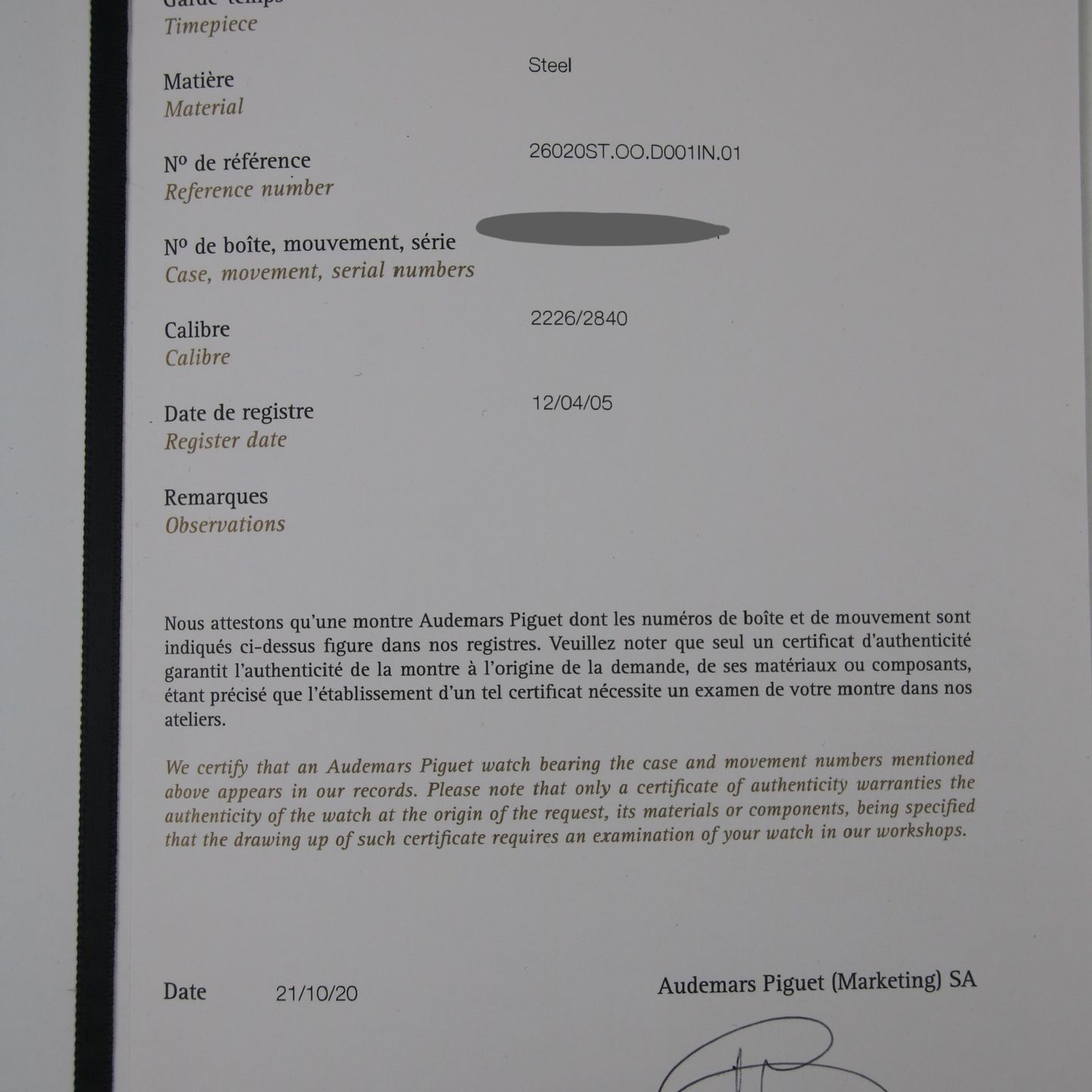 Audemars Piguet Royal Oak Offshore Chronograph 26020ST.OO.D001IN.01 (2005) - Black dial 42 mm Steel case (8/8)