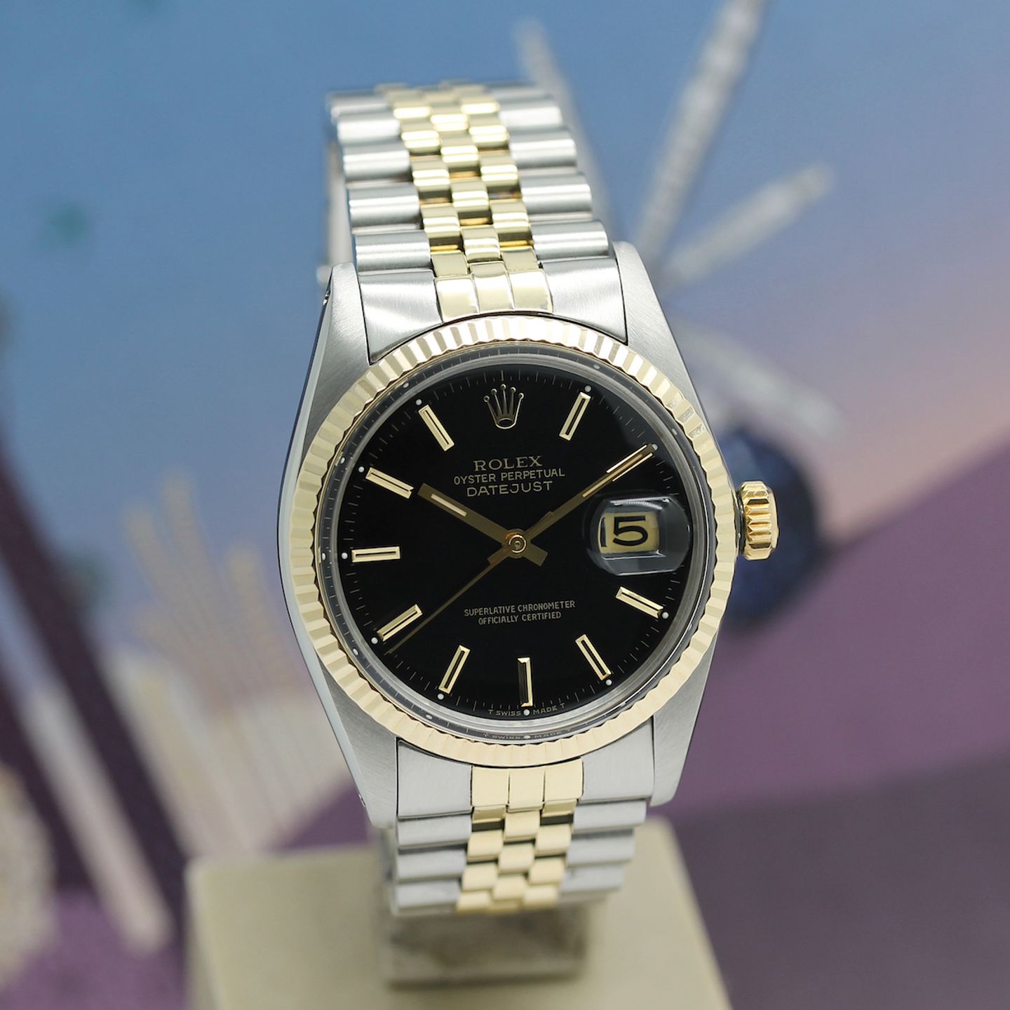 Rolex Datejust 36 16013 (1980) - Black dial 36 mm Gold/Steel case (7/8)