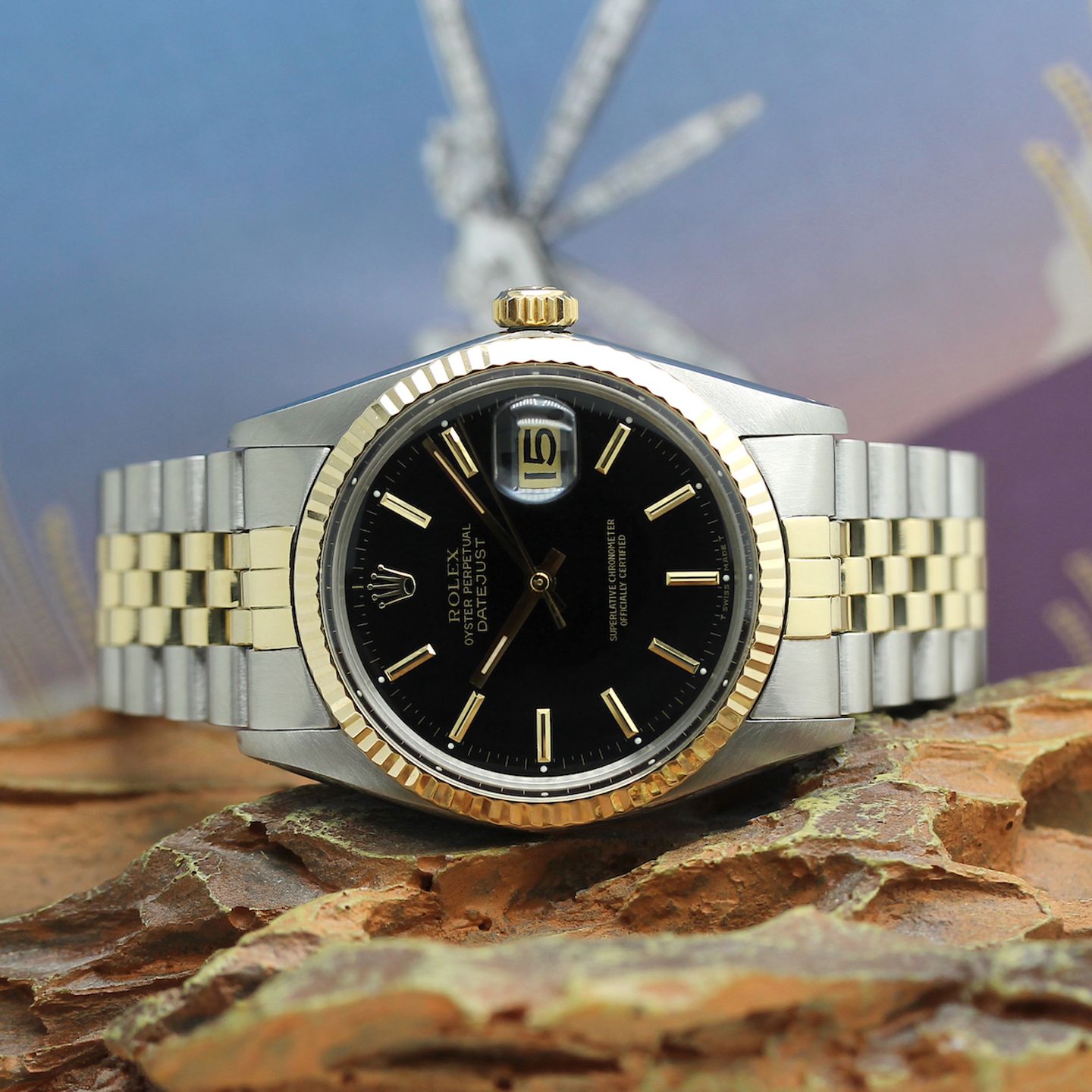 Rolex Datejust 36 16013 (1980) - Black dial 36 mm Gold/Steel case (2/8)