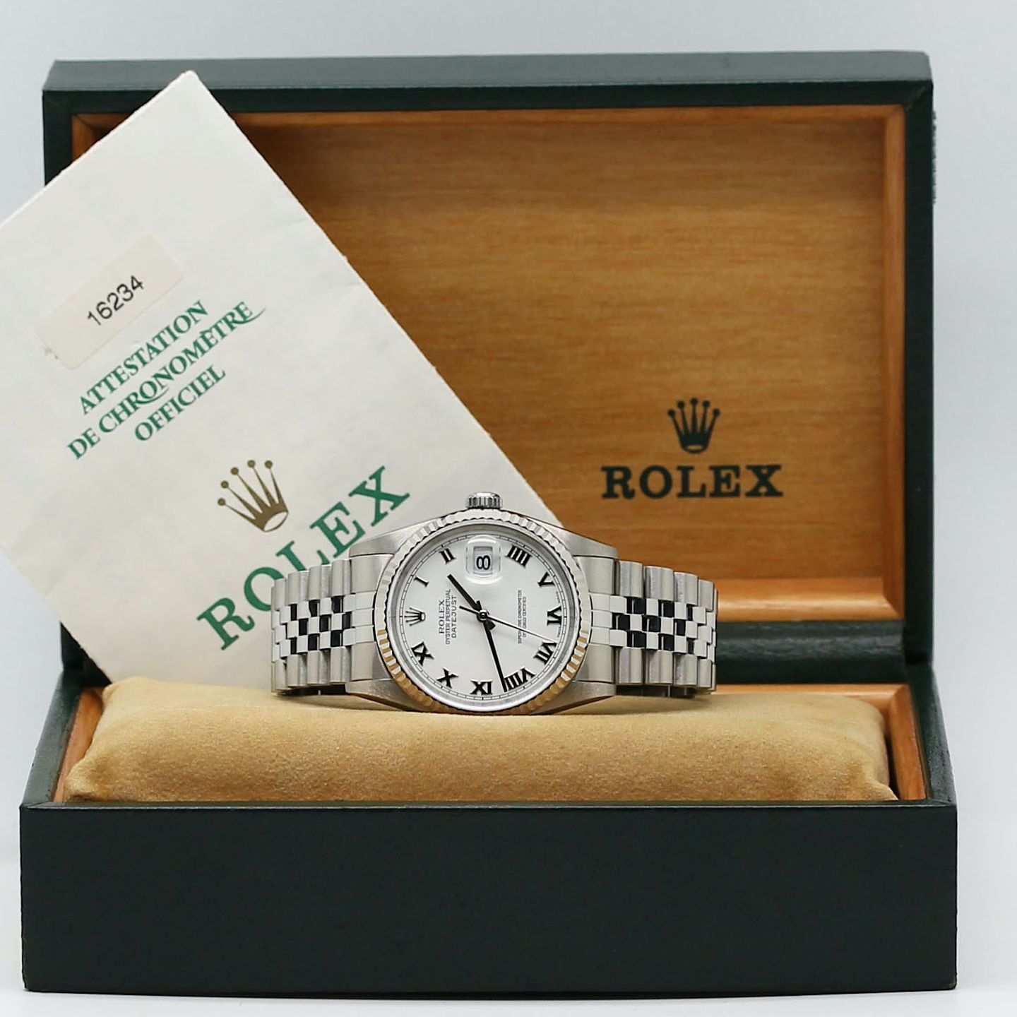 Rolex Datejust 36 16234 (1998) - White dial 36 mm Steel case (1/8)