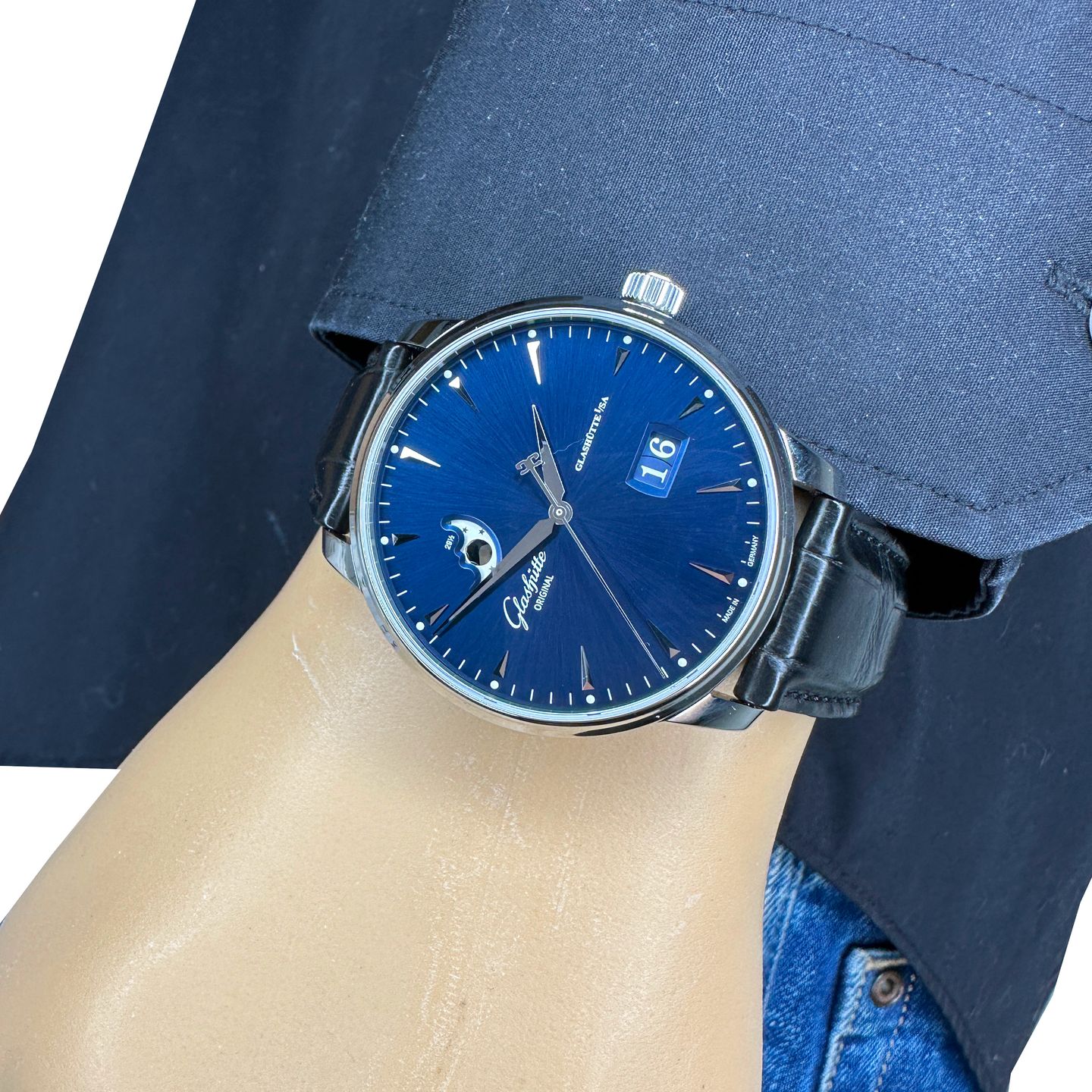 Glashütte Original Senator Excellence 1-36-04-04-02-30 (2024) - Blauw wijzerplaat 42mm Staal (3/8)