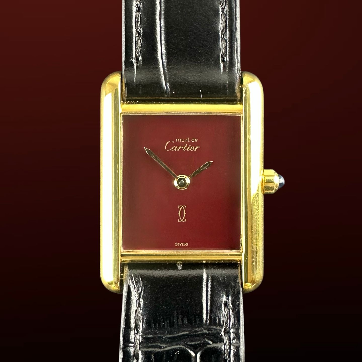 Cartier Tank 366001 (1990) - Rood wijzerplaat 20mm Goud/Staal (1/8)