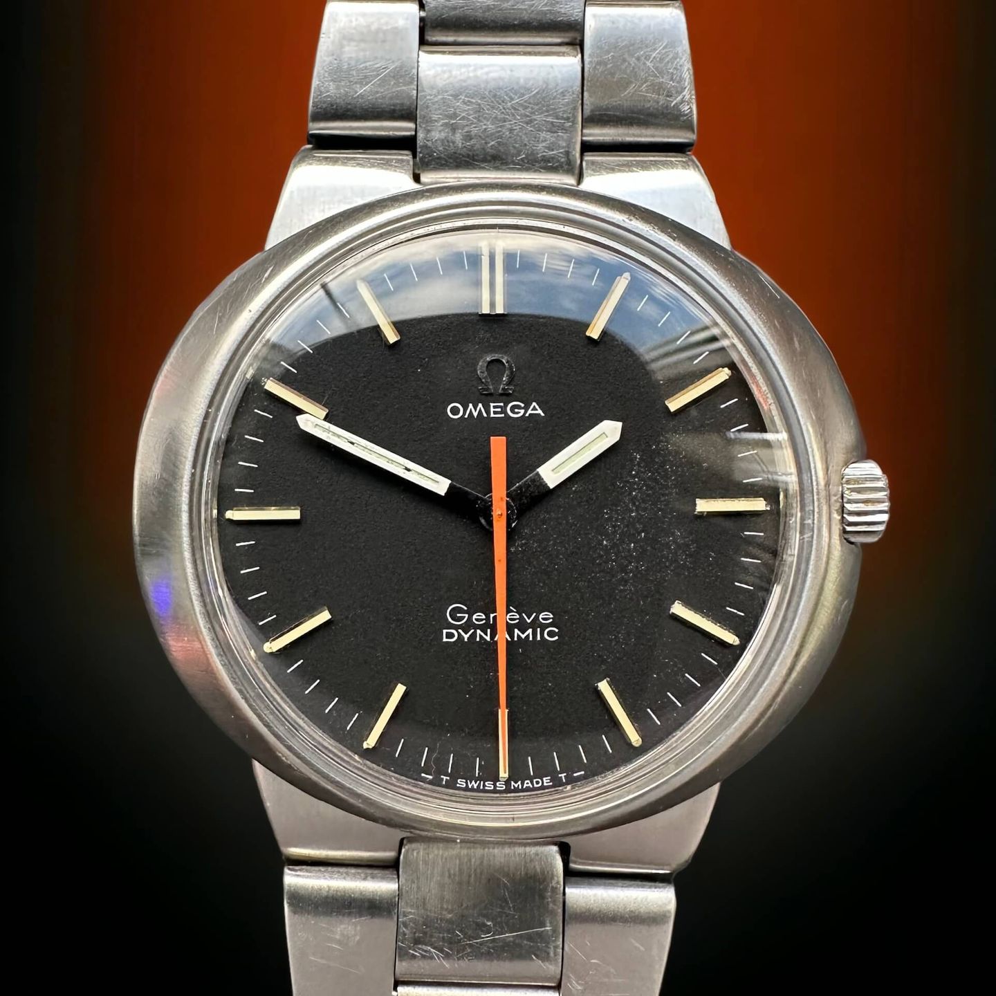 Omega Genève 135.033 (1968) - Zwart wijzerplaat 40mm Staal (1/8)