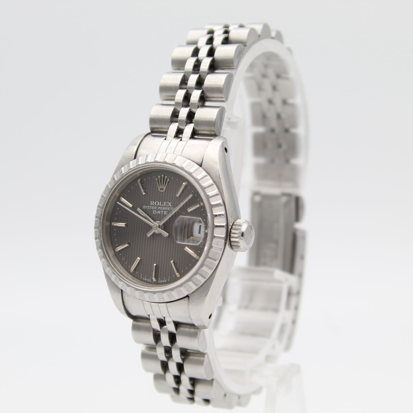 Rolex Oyster Perpetual Lady Date 69240 (1990) - Grijs wijzerplaat 26mm Staal (4/8)