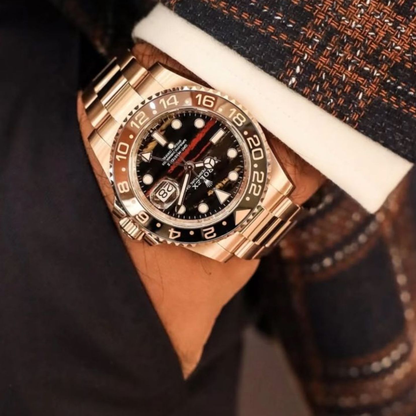 Rolex GMT-Master II 126715CHNR (2024) - Zwart wijzerplaat 40mm Roségoud (7/7)