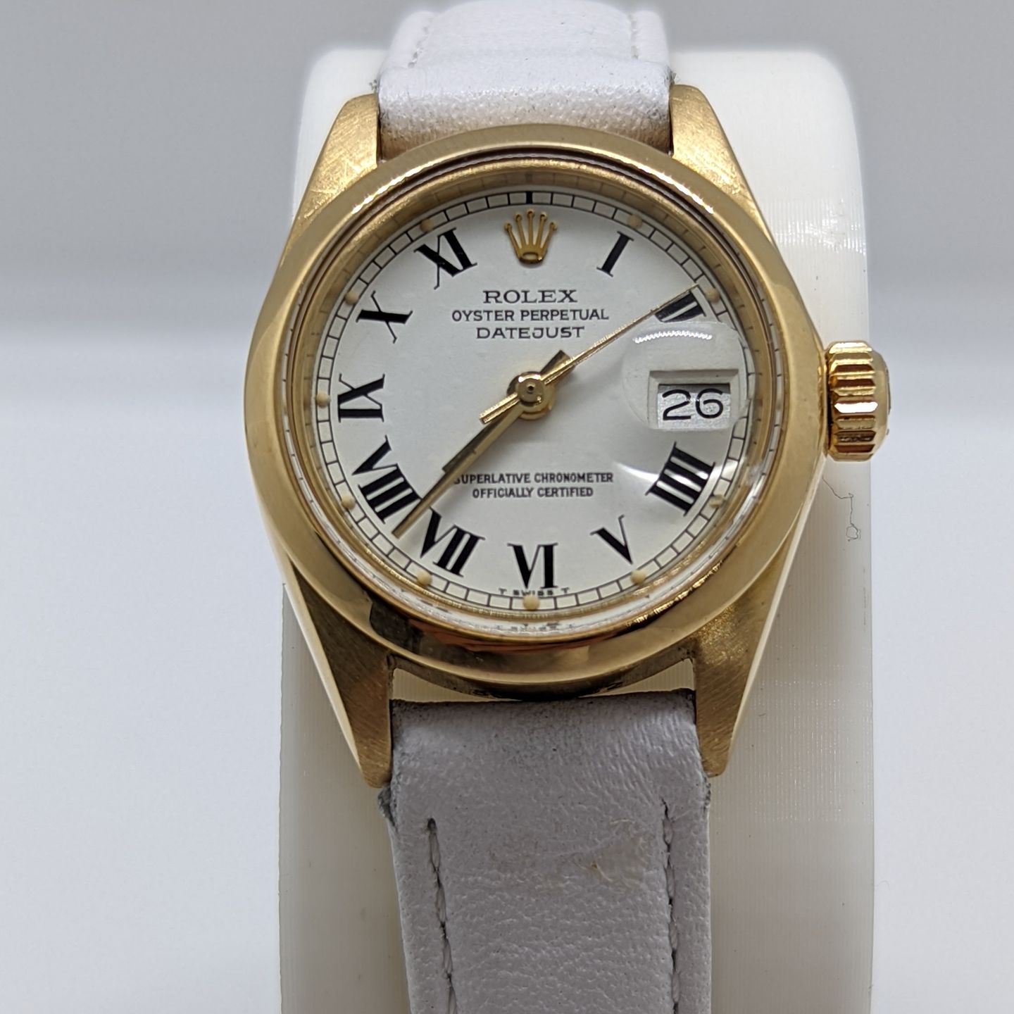 Rolex Lady-Datejust 6916 (1985) - White dial 26 mm Yellow Gold case (1/8)