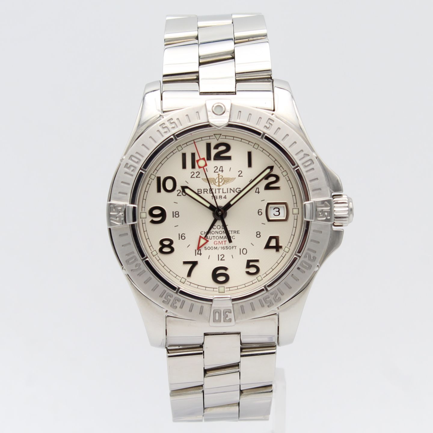 Breitling Colt GMT A32350 (Onbekend (willekeurig serienummer)) - Zilver wijzerplaat 40mm Staal (1/8)