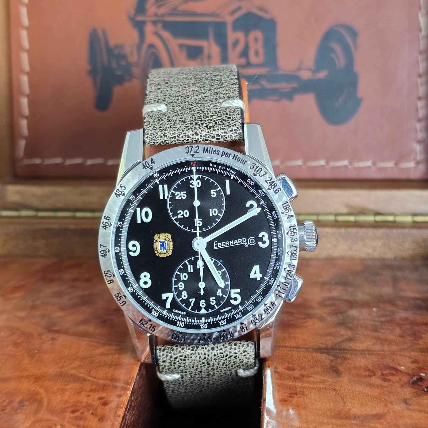 Eberhard & Co. Tazio Nuvolari 31030 (Unknown (random serial)) - Black dial 40 mm Steel case (1/7)