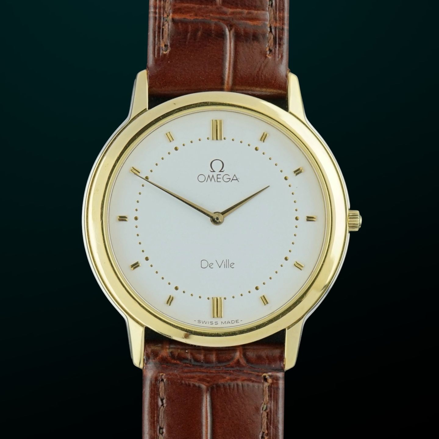 Omega De Ville 195.0048 (1986) - White dial 33 mm Gold/Steel case (1/8)