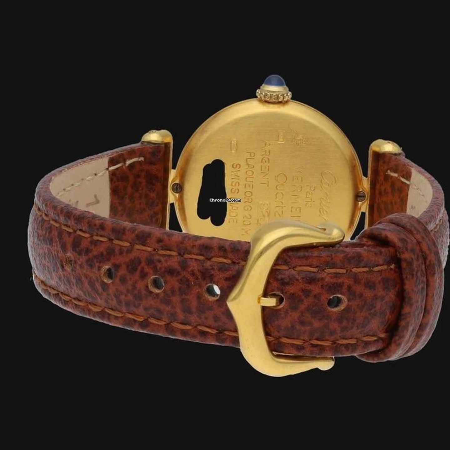 Cartier Tank Vermeil 590002 (1992) - Black dial 24 mm Silver case (7/8)