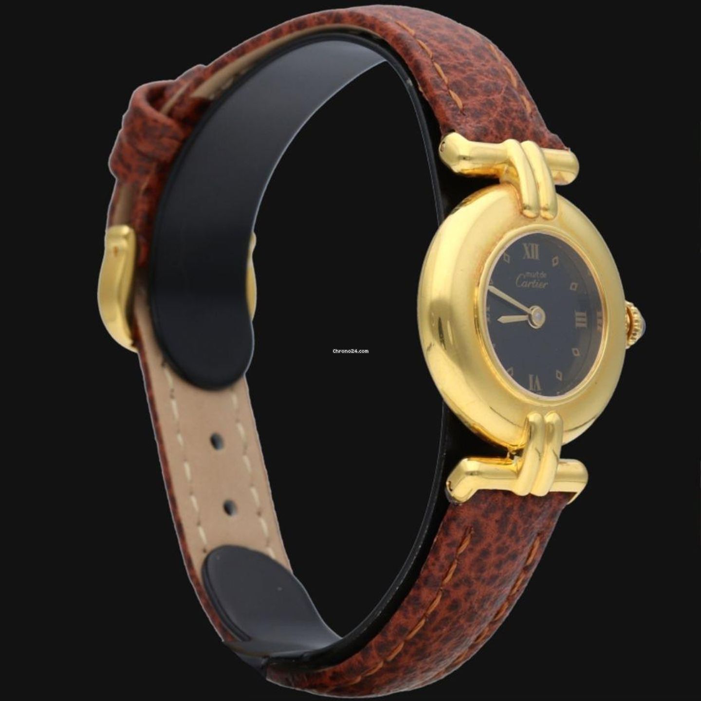 Cartier Tank Vermeil 590002 (1992) - Black dial 24 mm Silver case (3/8)