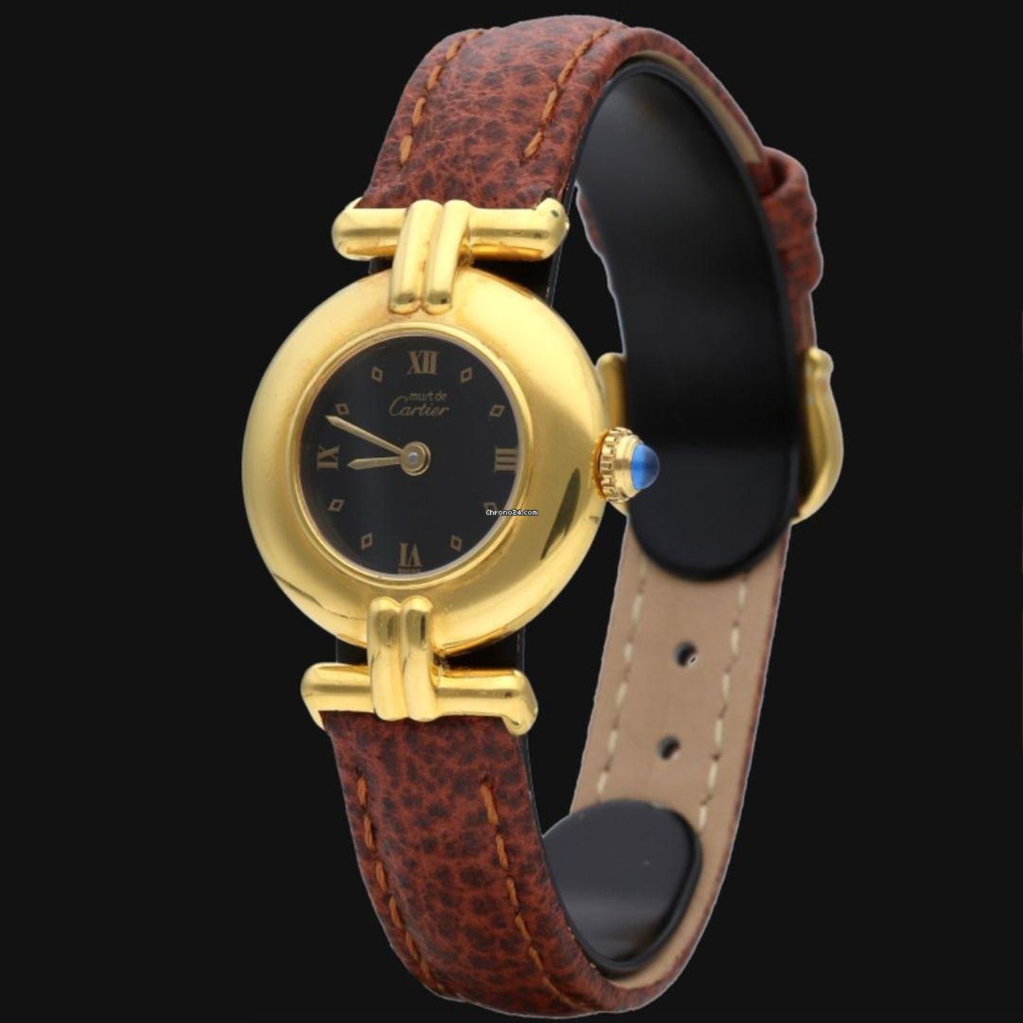 Cartier Tank Vermeil 590002 (1992) - Black dial 24 mm Silver case (5/8)