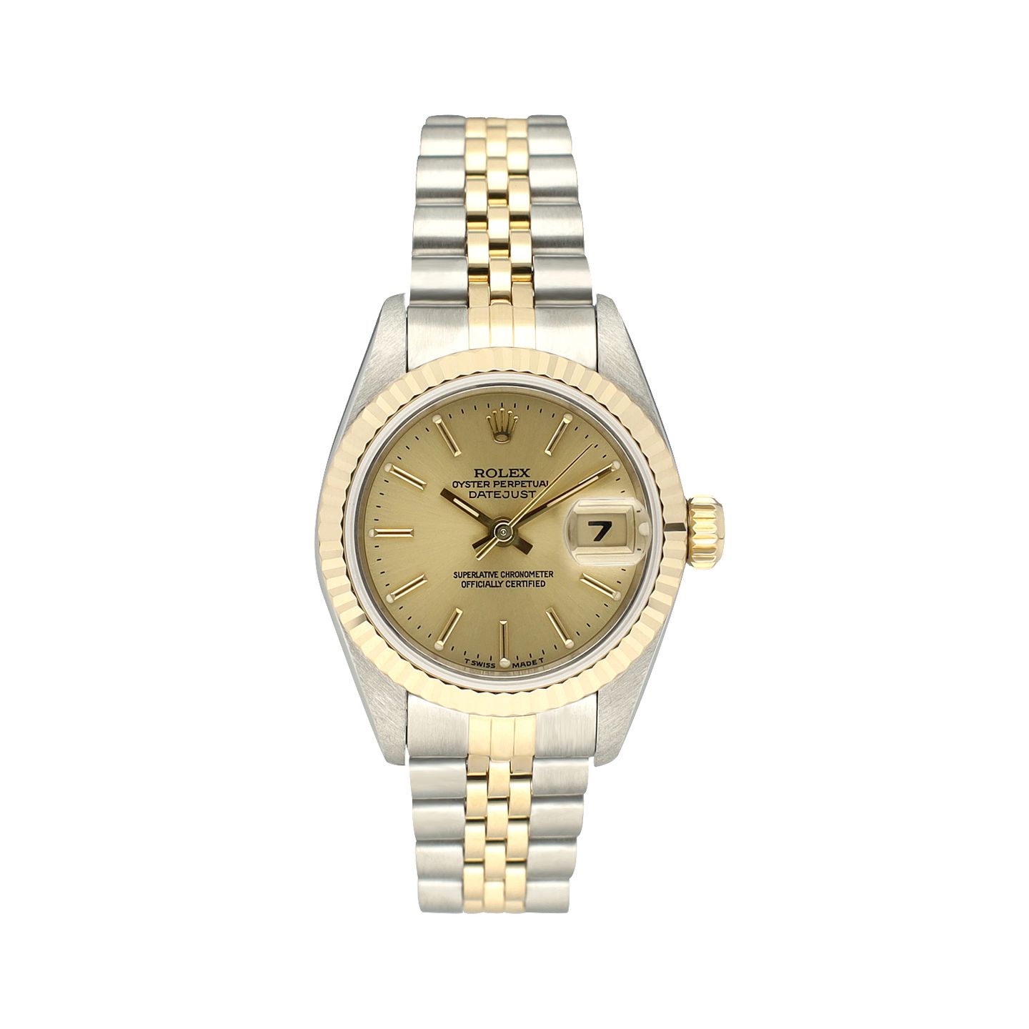 Rolex Lady-Datejust 69173 (1997) - Champagne dial 26 mm Gold/Steel case (3/8)