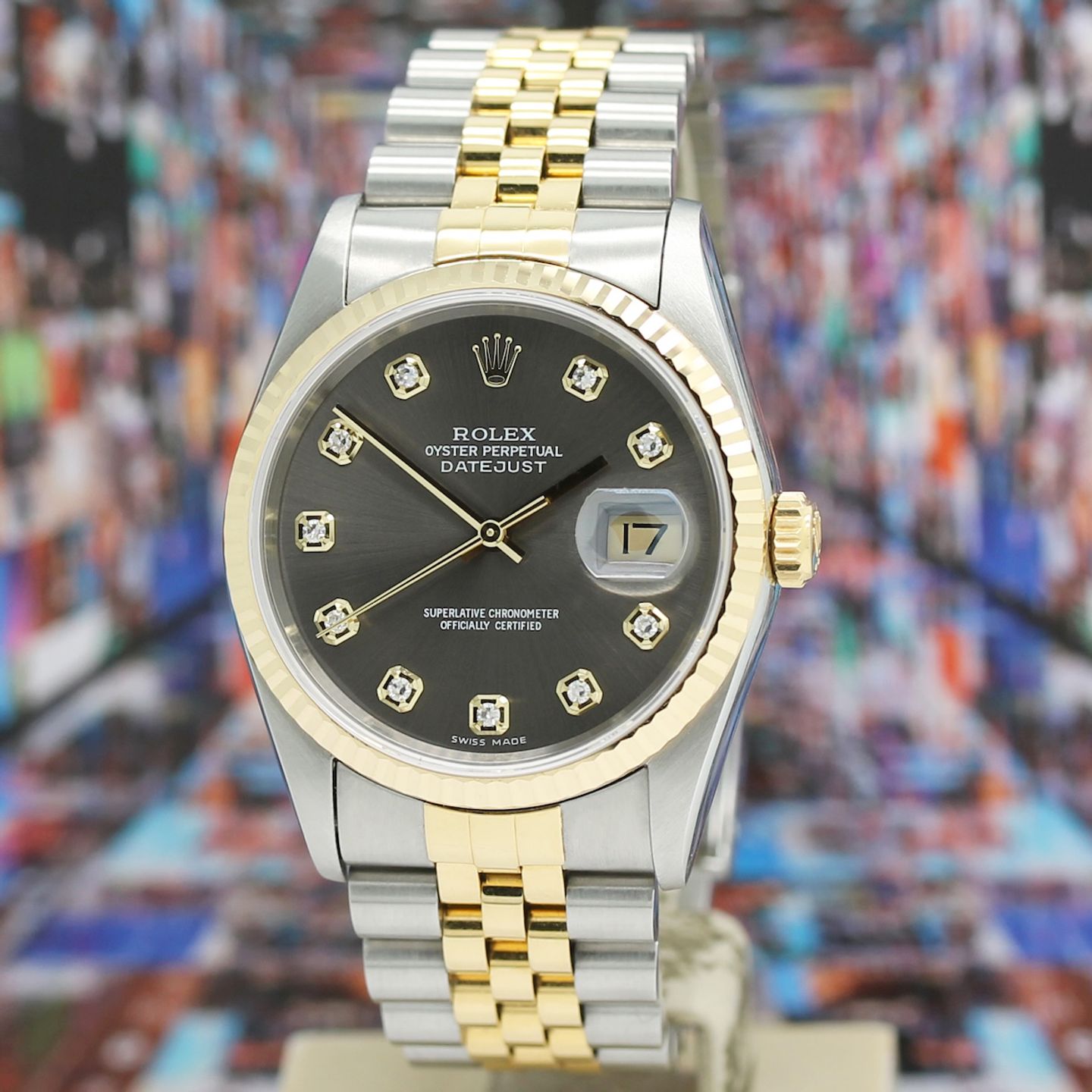 Rolex Datejust 36 16233 (1997) - Grijs wijzerplaat 36mm Goud/Staal (8/8)
