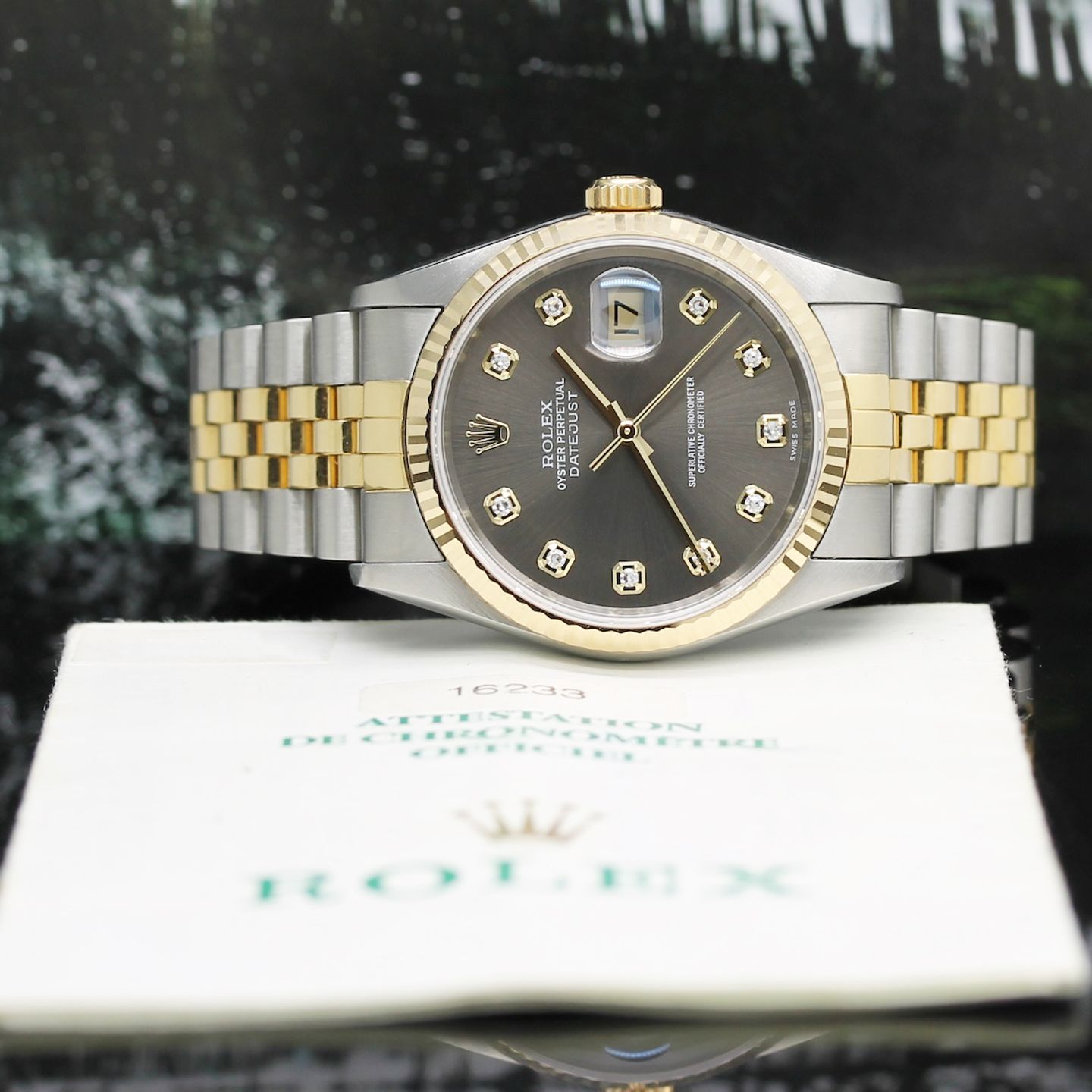 Rolex Datejust 36 16233 (1997) - Grijs wijzerplaat 36mm Goud/Staal (1/8)
