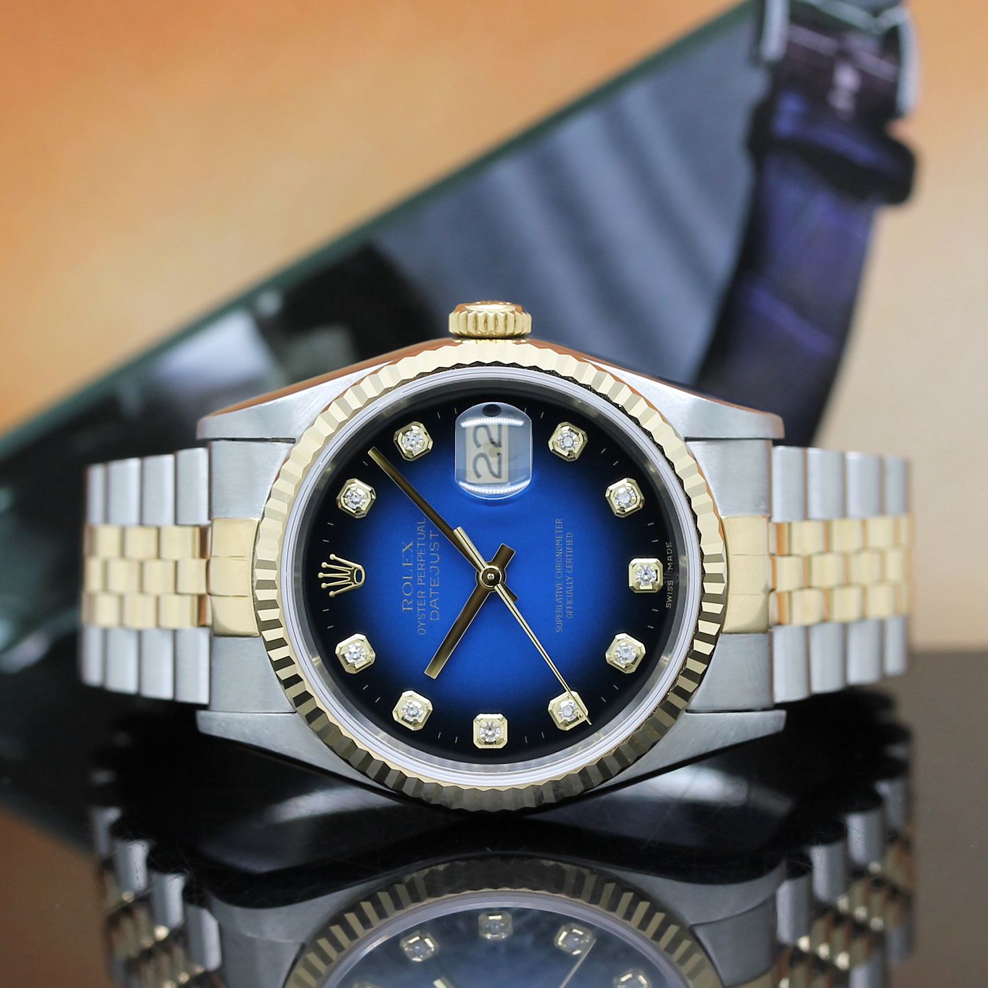 Rolex Datejust 36 16233 (1998) - Blue dial 36 mm Gold/Steel case (1/8)