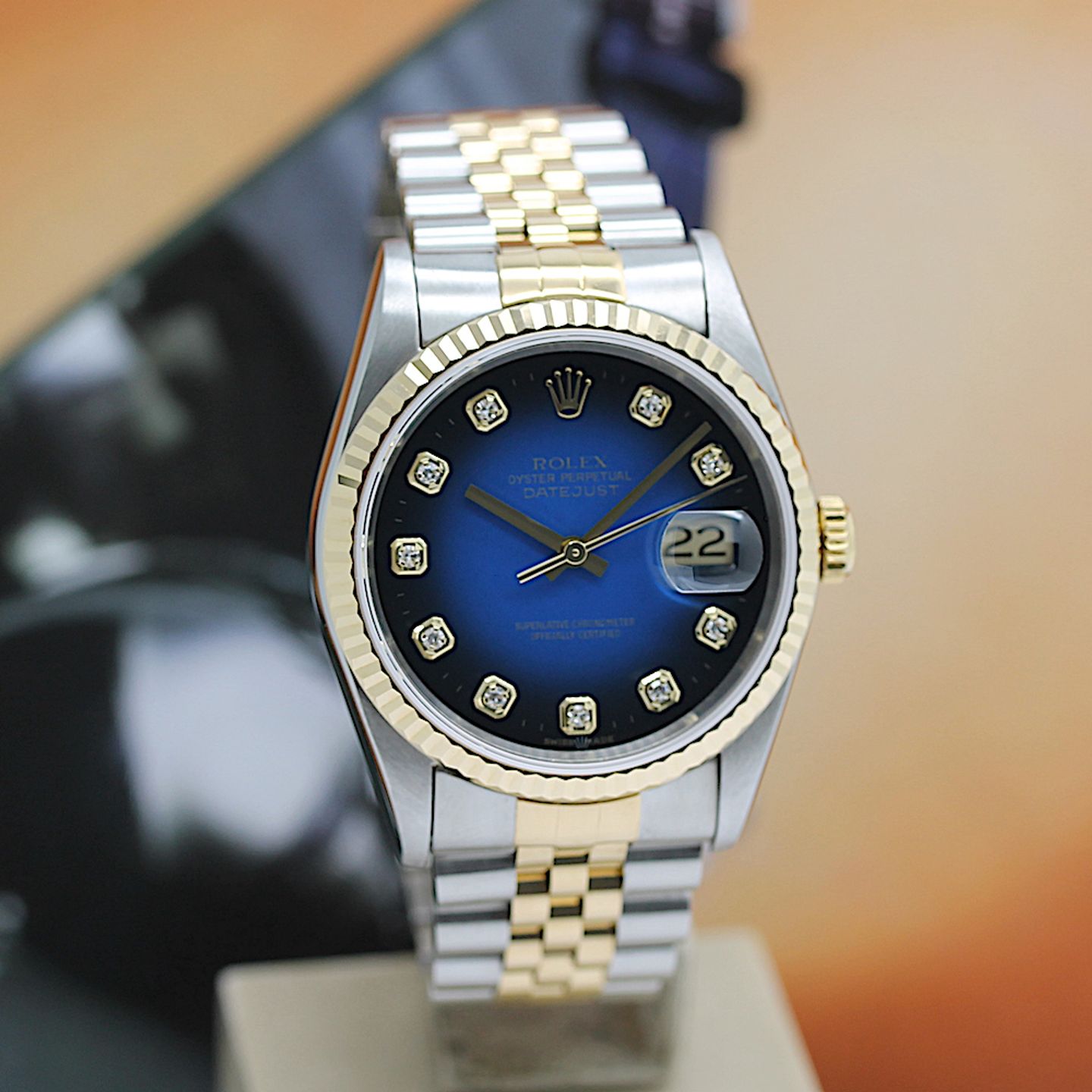Rolex Datejust 36 16233 (1998) - Blue dial 36 mm Gold/Steel case (6/8)