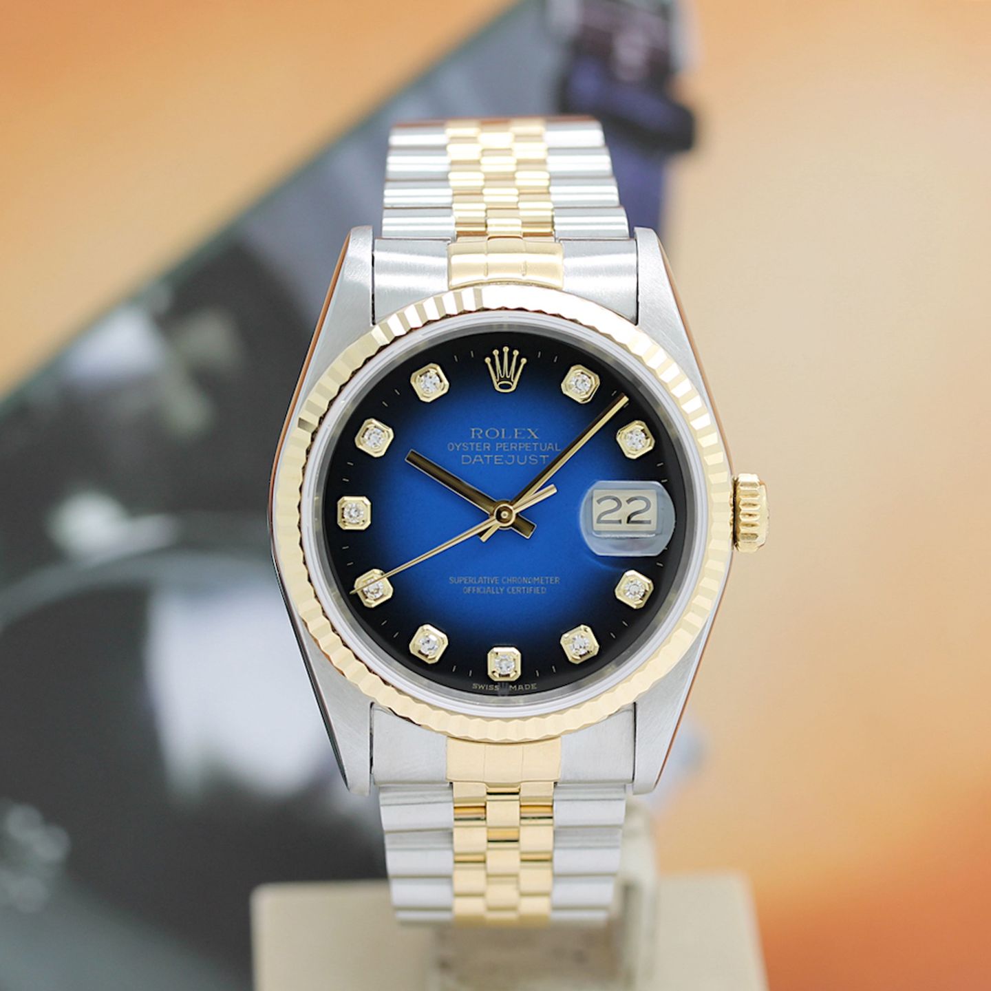 Rolex Datejust 36 16233 (1998) - Blue dial 36 mm Gold/Steel case (4/8)