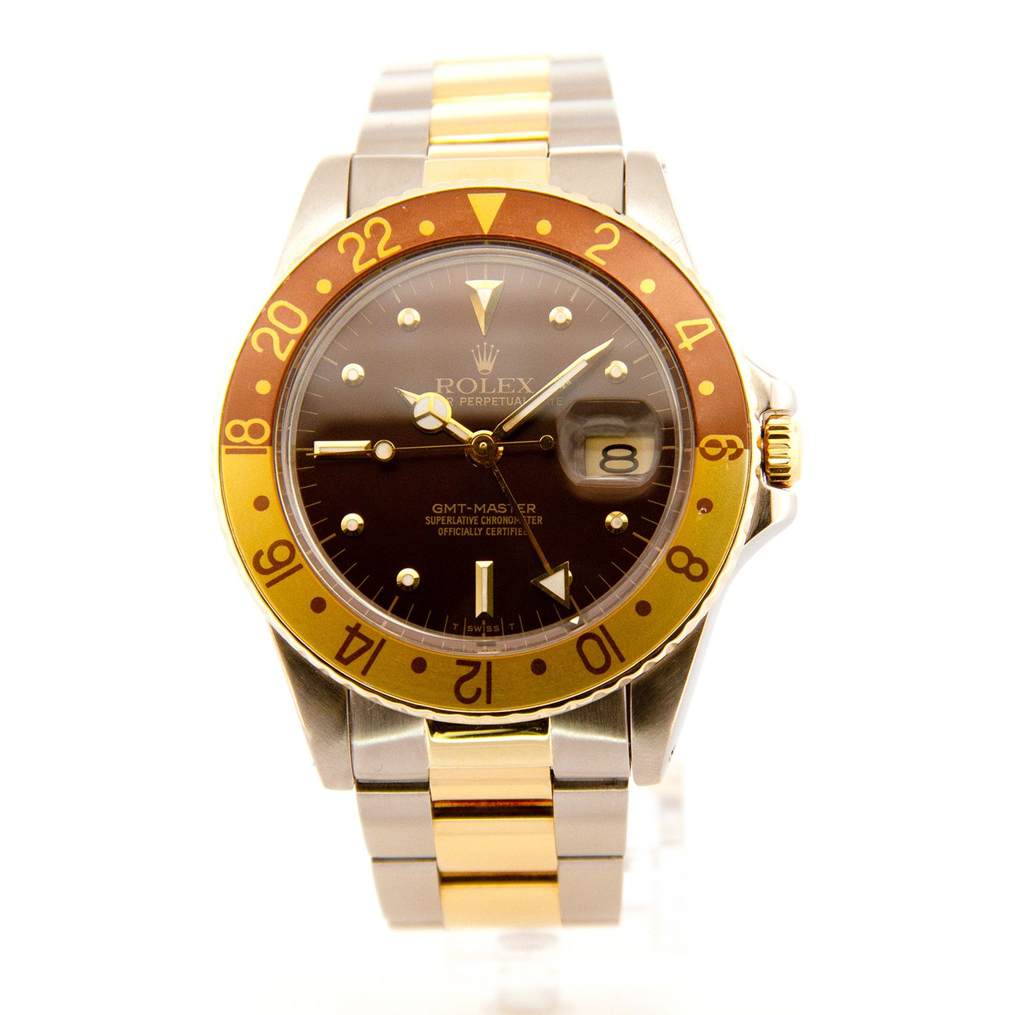 Rolex GMT-Master 16753 (Unknown (random serial)) - Brown dial 40 mm Gold/Steel case (1/4)
