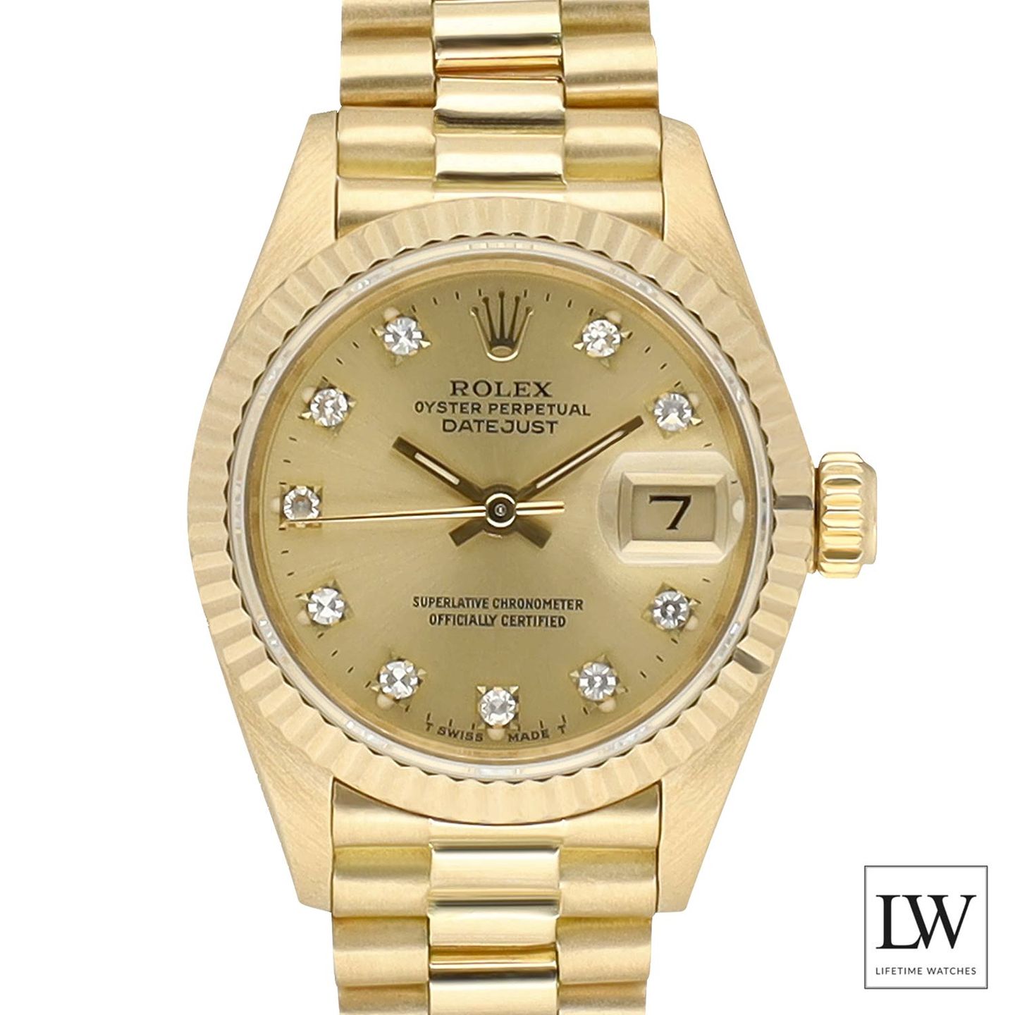 Rolex Lady-Datejust 69178 (1985) - Champagne dial 26 mm Yellow Gold case (1/8)