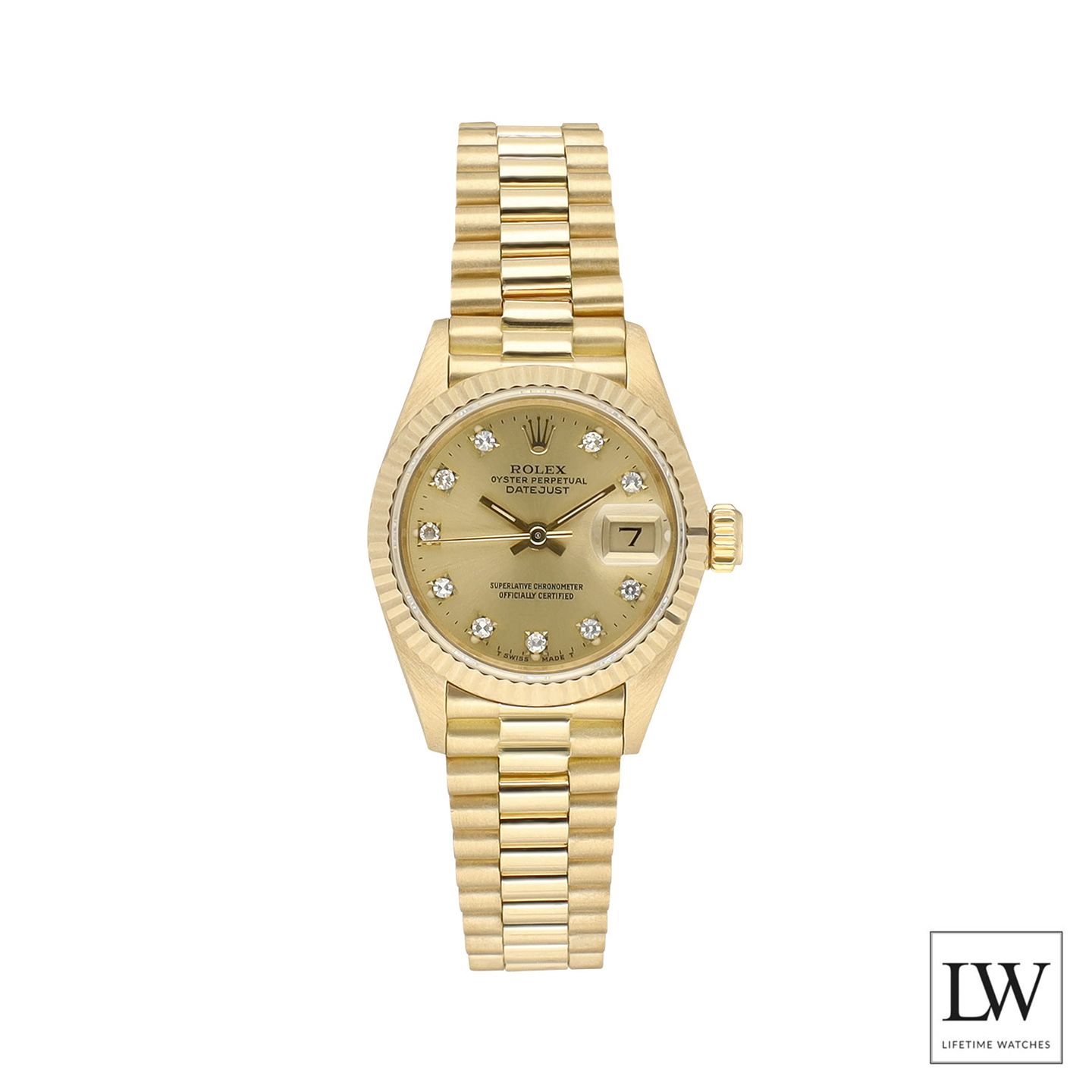 Rolex Lady-Datejust 69178 (1985) - Champagne dial 26 mm Yellow Gold case (2/8)